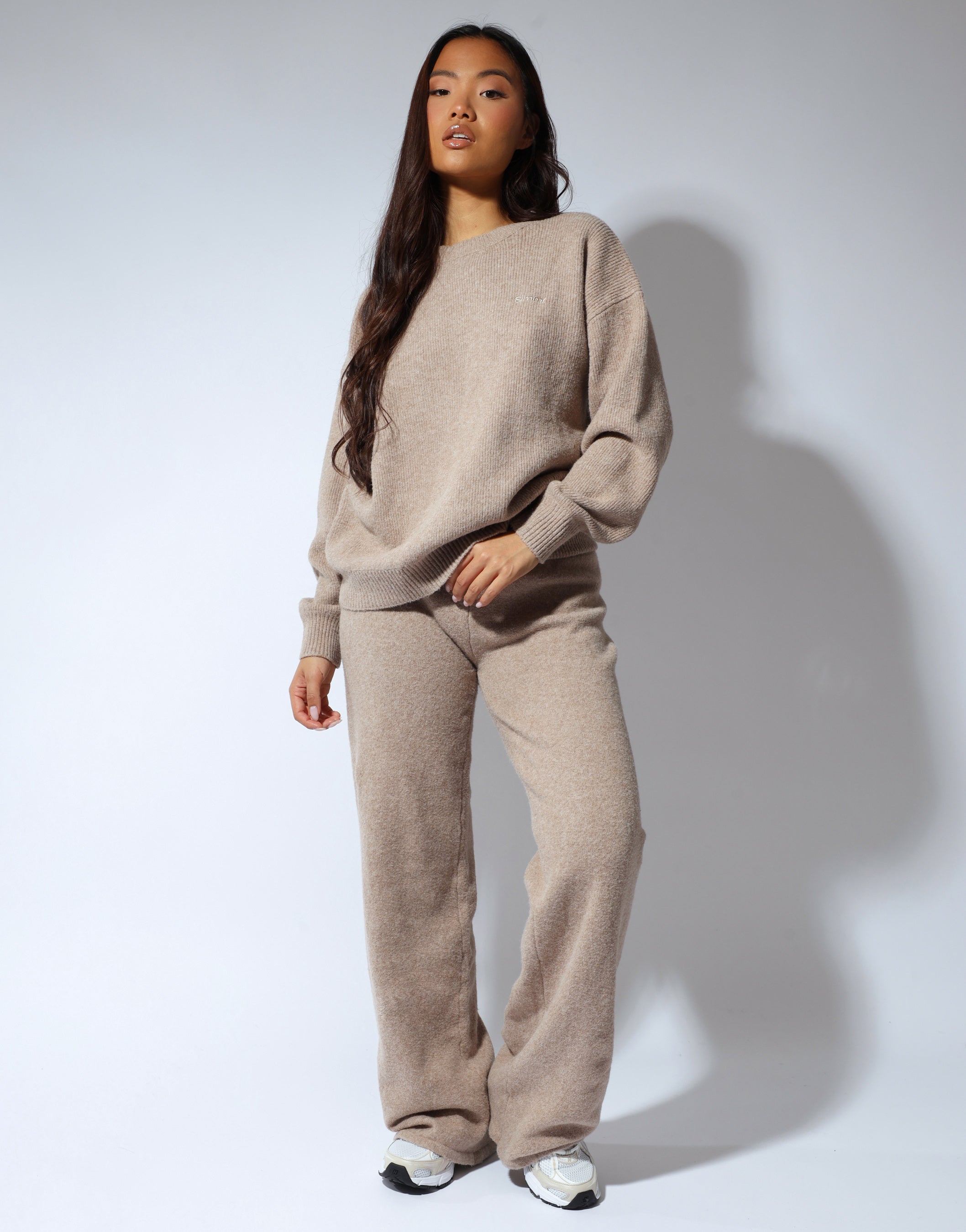 Eve Simmi studios soft touch wide leg trousers in oatmeal