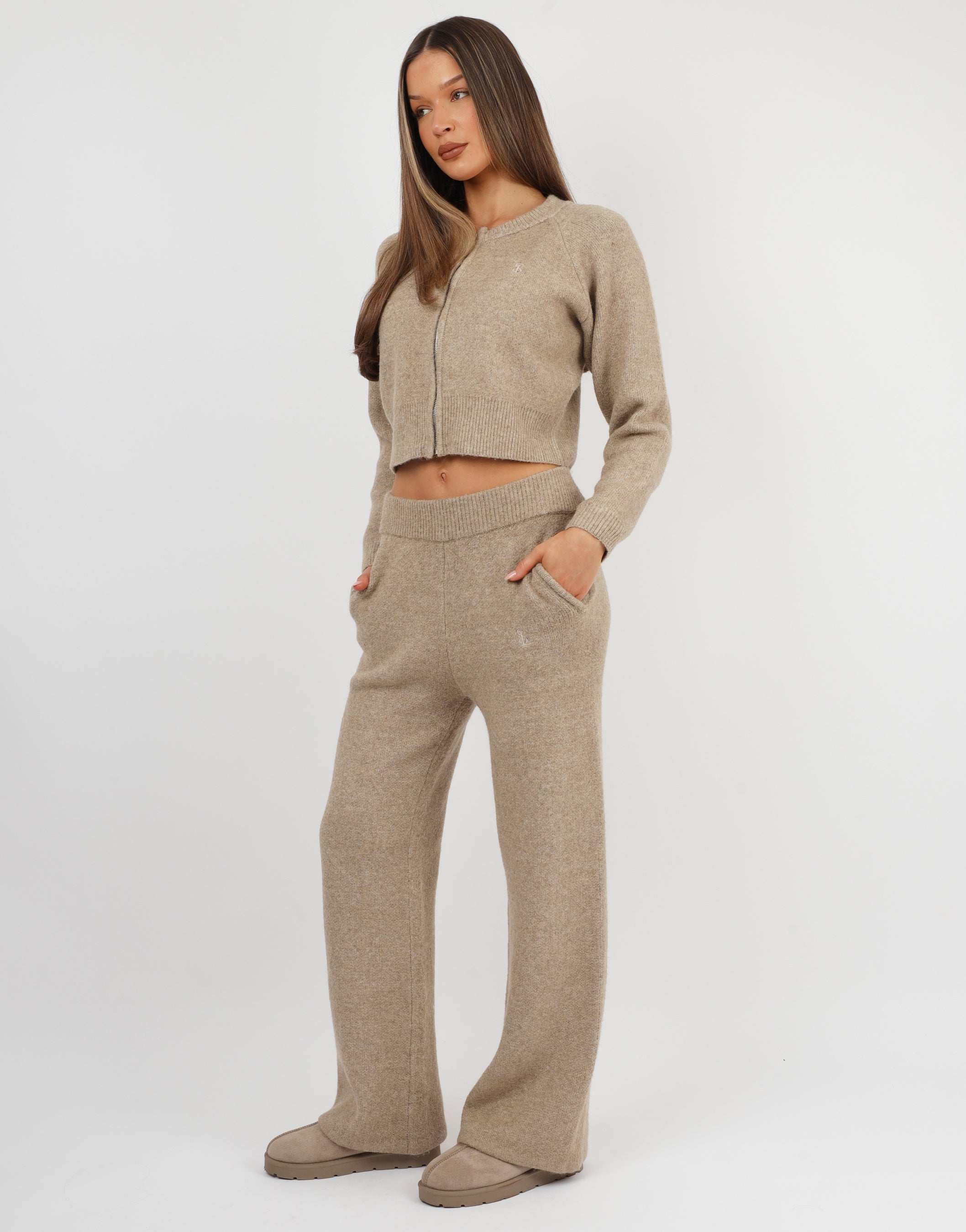 Ayla Simmi Studios Bomber Knit Jacket In Oatmeal