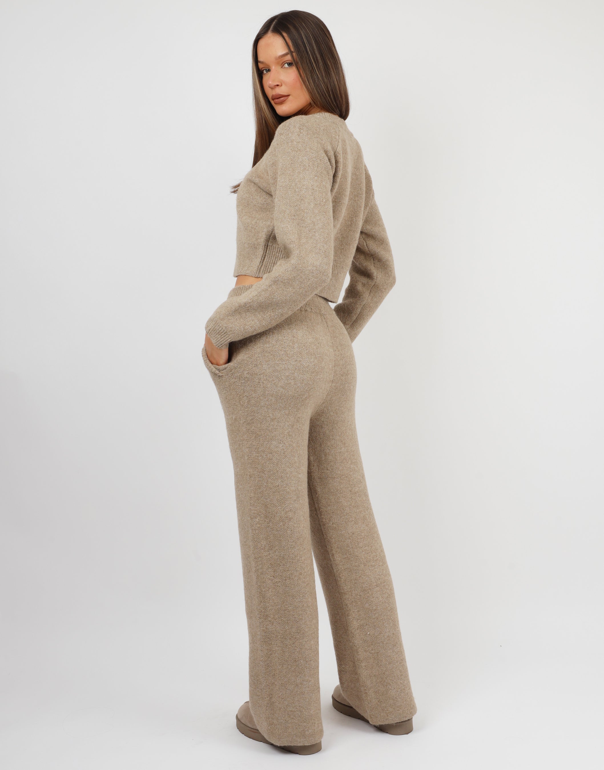 Ayla Simmi Studios Bomber Knit Jacket In Oatmeal