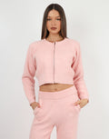 Ayla Simmi Studios Bomber Knit Jacket In Pink