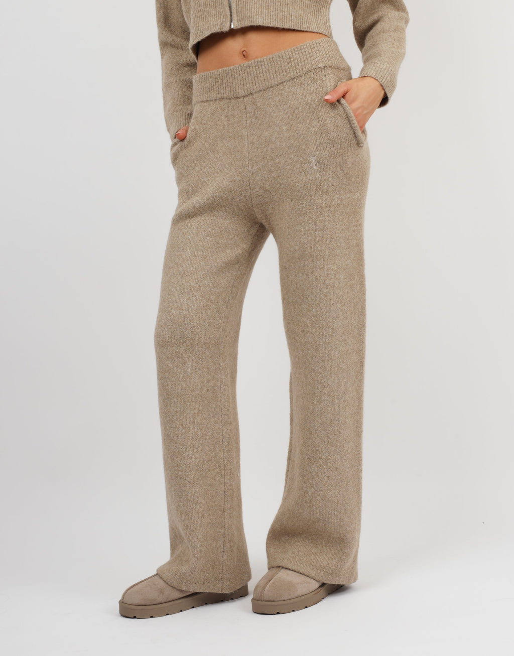 Caris Simmi Studios Knitted Trousers In Oatmeal