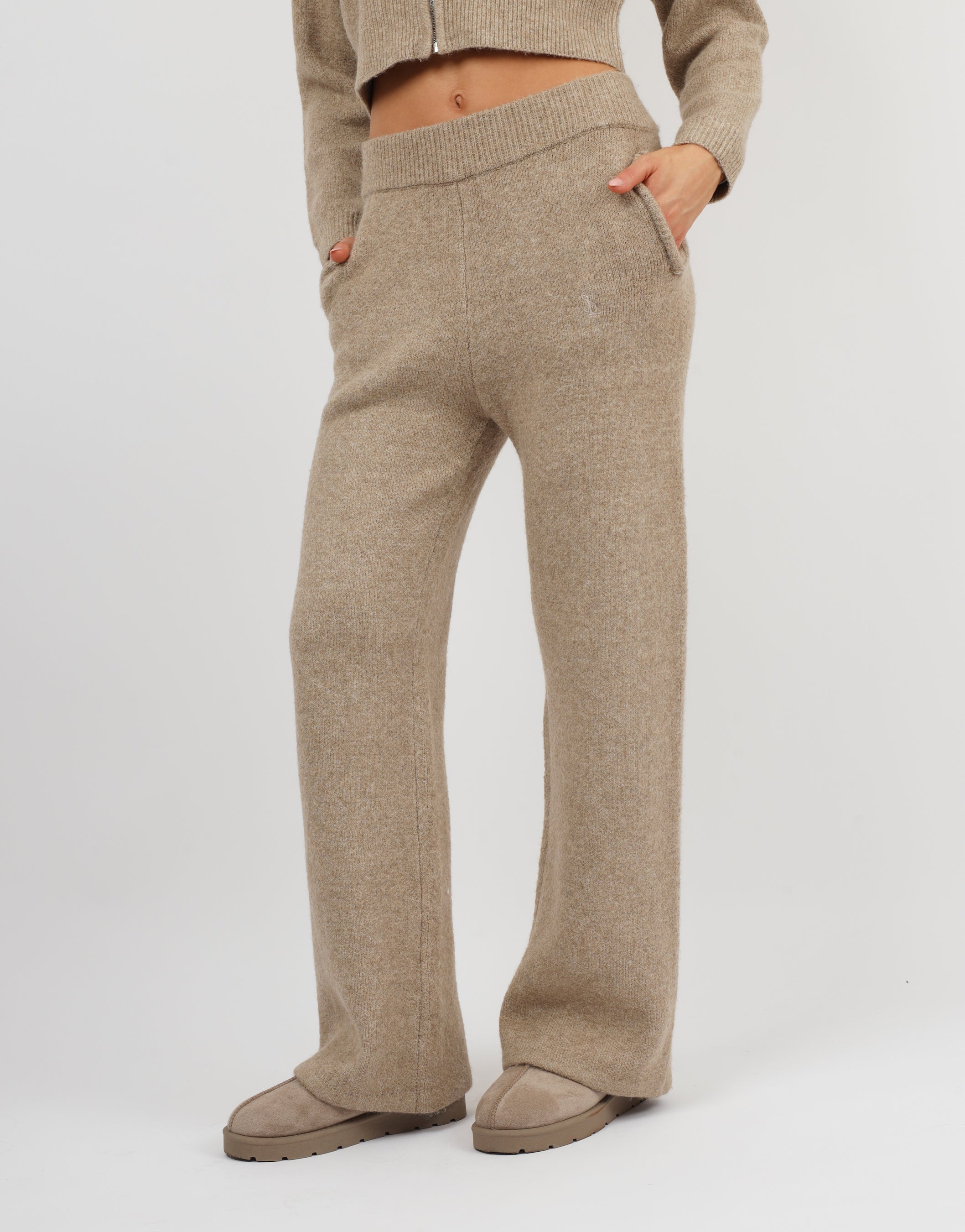 Caris Simmi Studios Knitted Trousers In Oatmeal