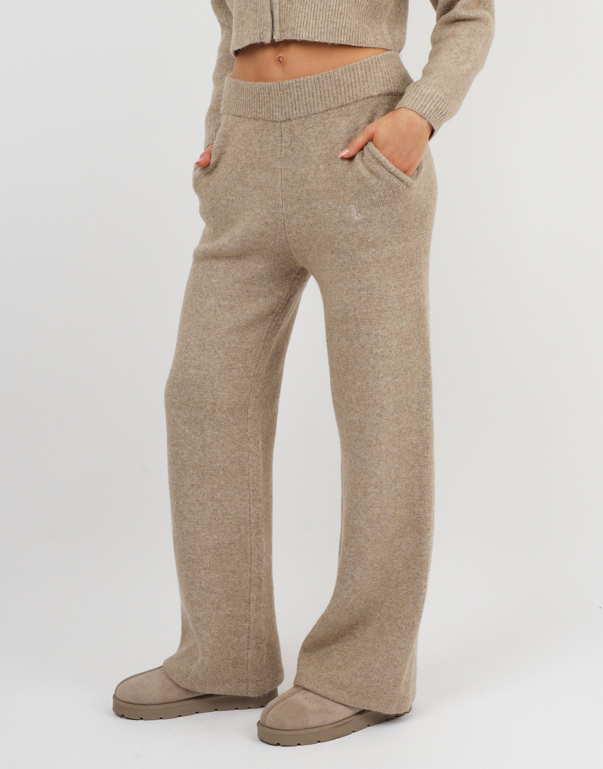 Caris Simmi Studios Knitted Trousers In Oatmeal
