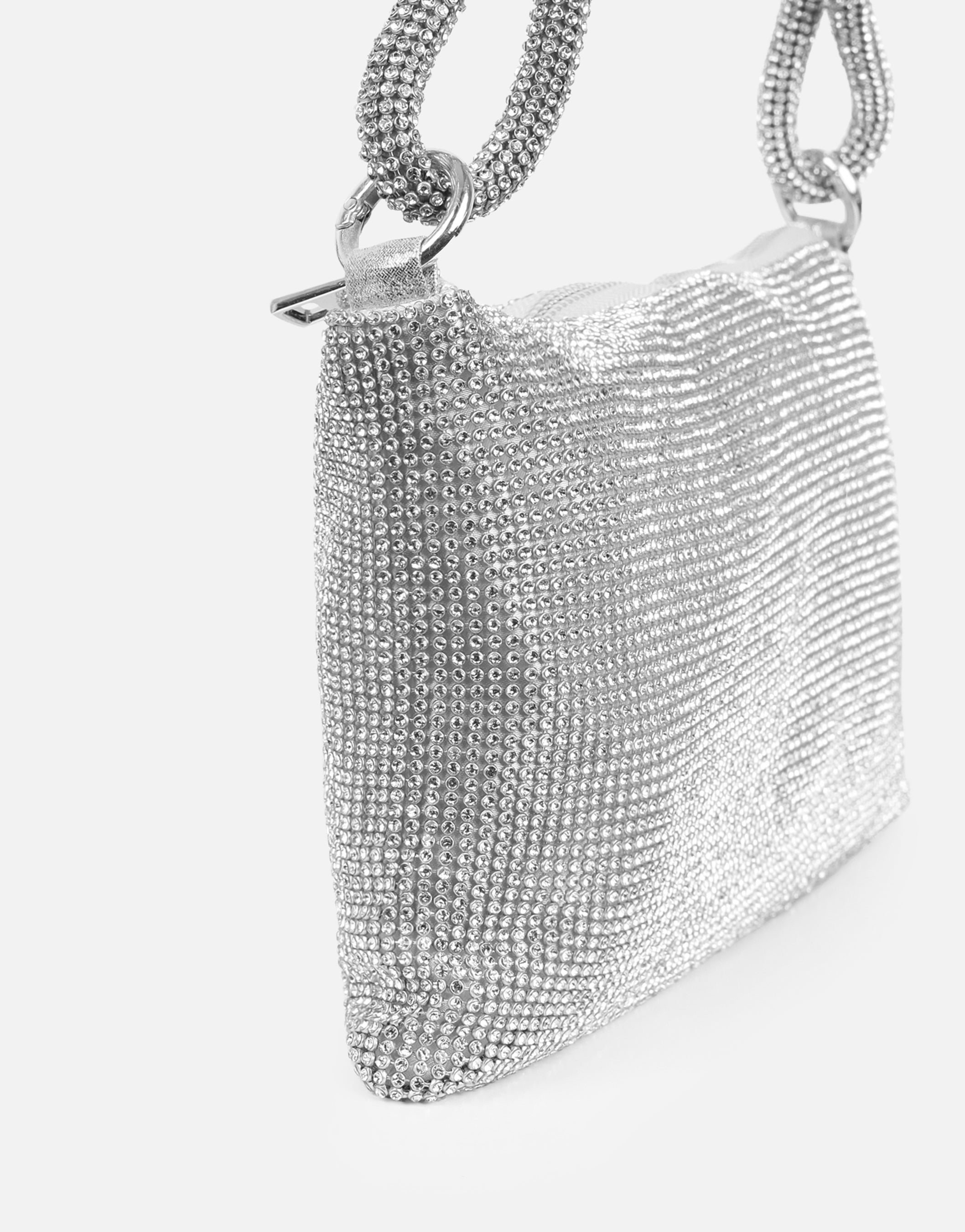 Talia Silver Diamante Shoulder Bag