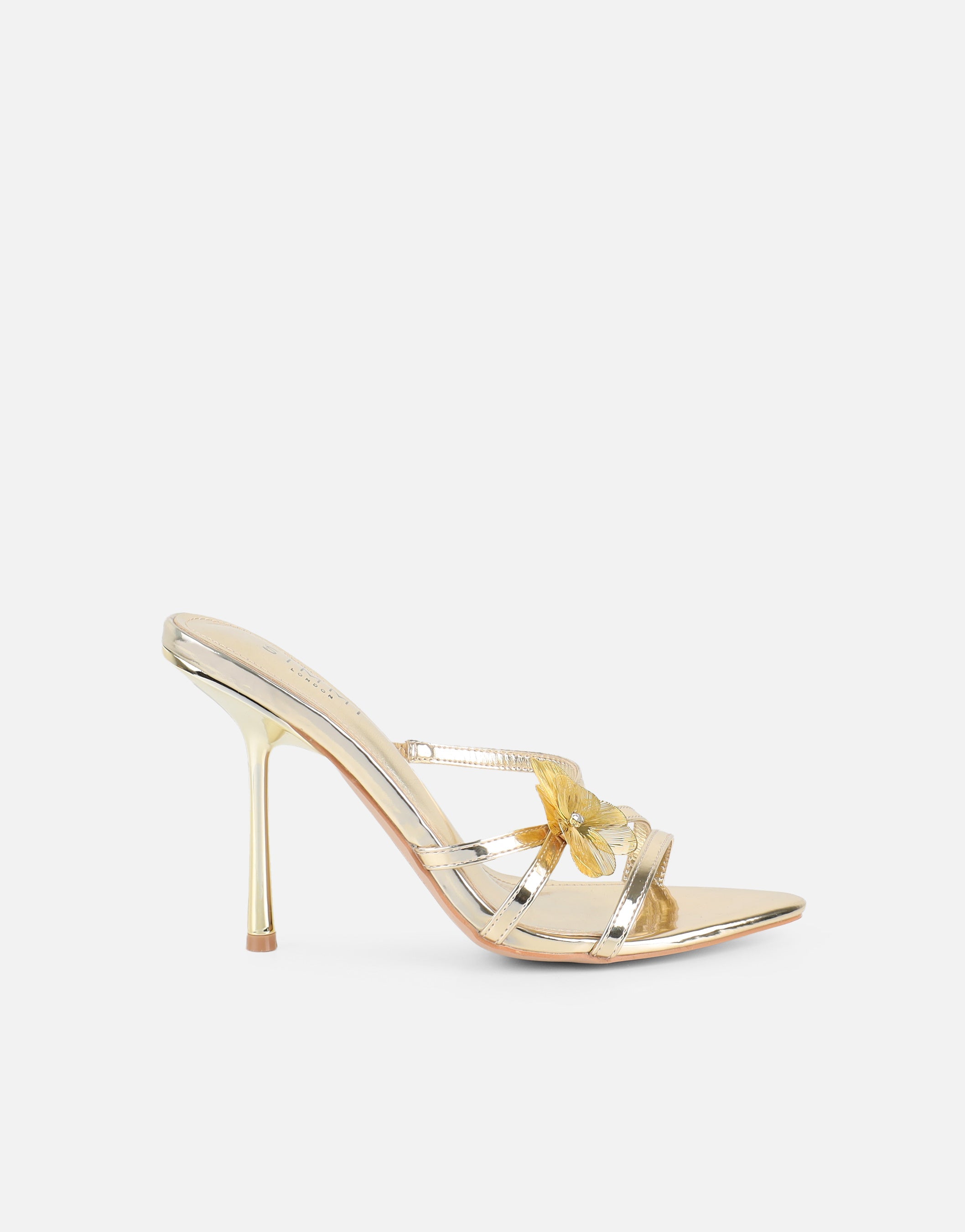 Tandy Gold Mirror Flower Detail Mules