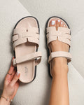 Adelle Beige Nubuck Chunky Footbed Slides