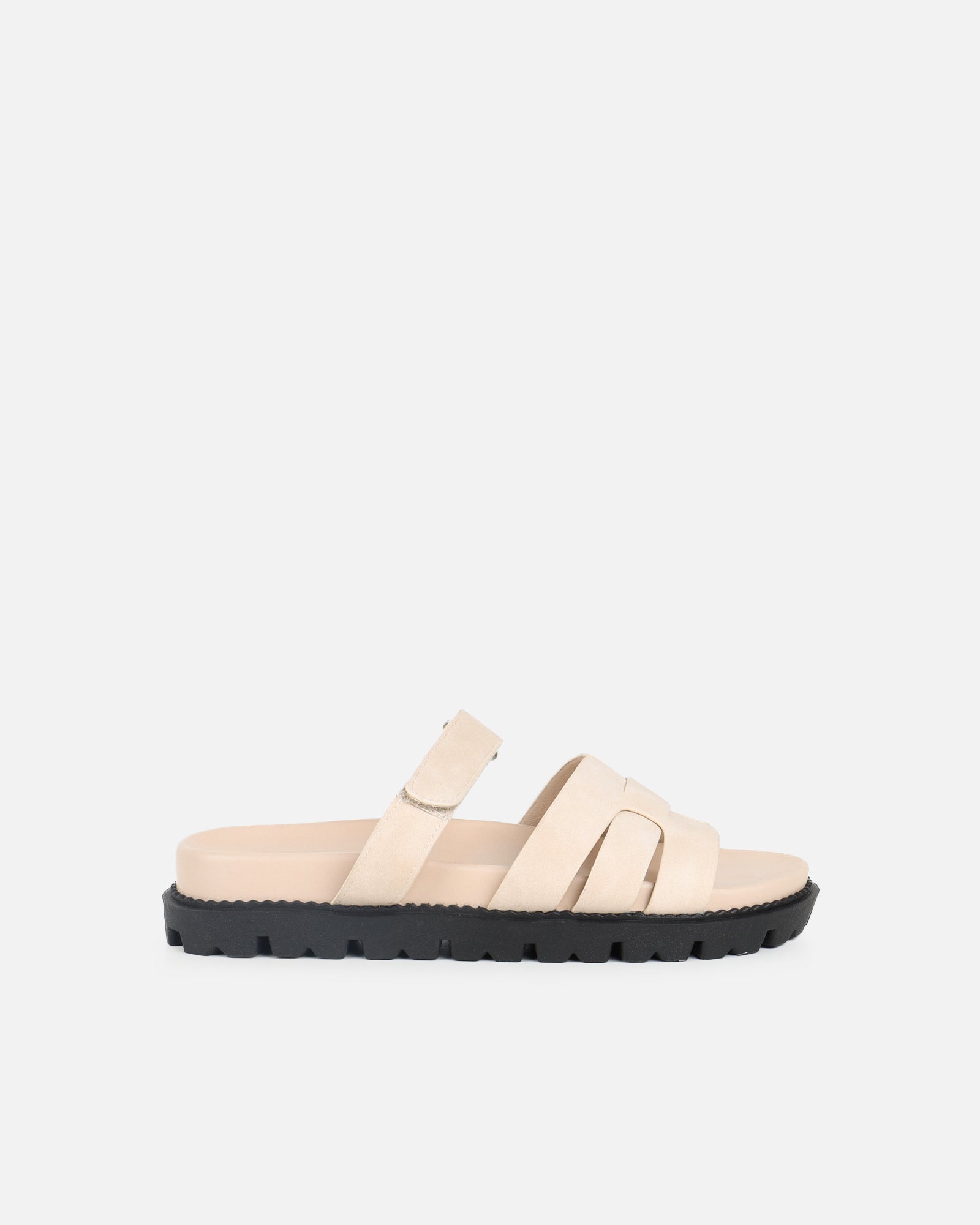 Adelle Beige Nubuck Chunky Footbed Slides