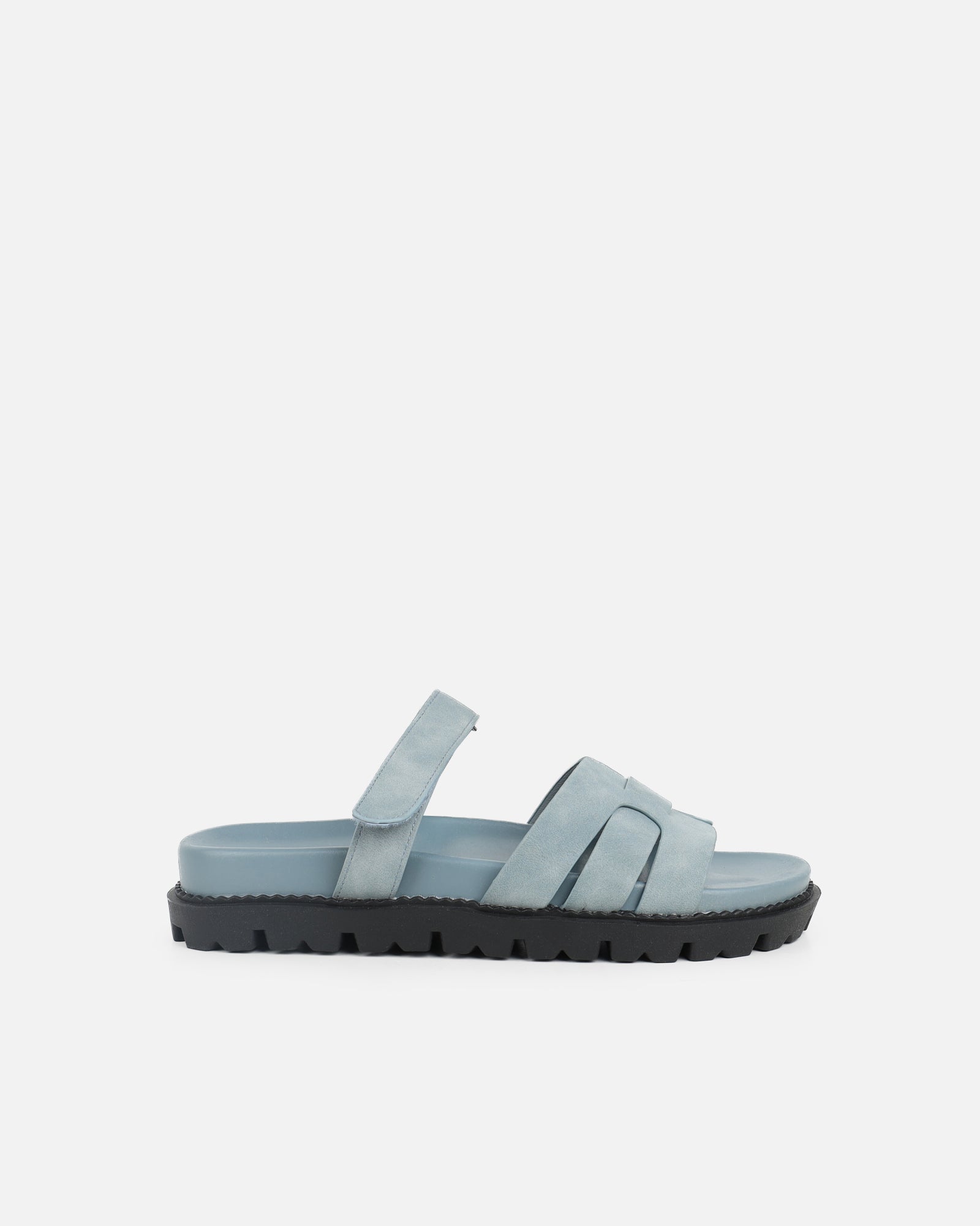 Adelle Blue Nubuck Chunky Footbed Slides