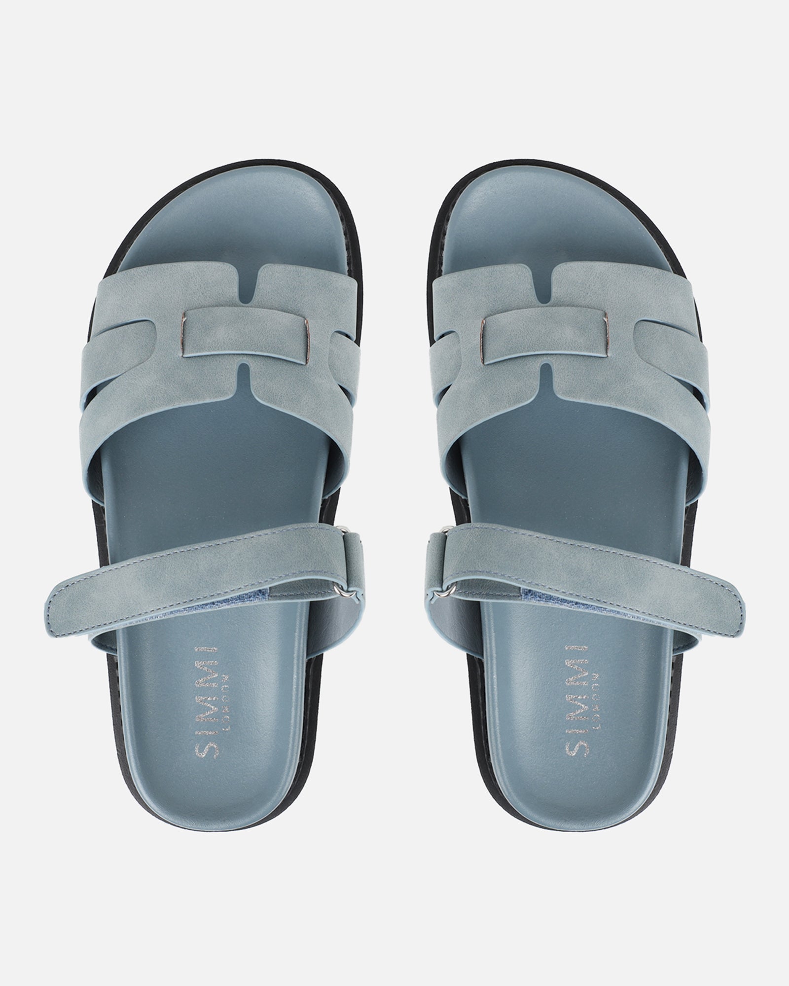 Adelle Blue Nubuck Chunky Footbed Slides