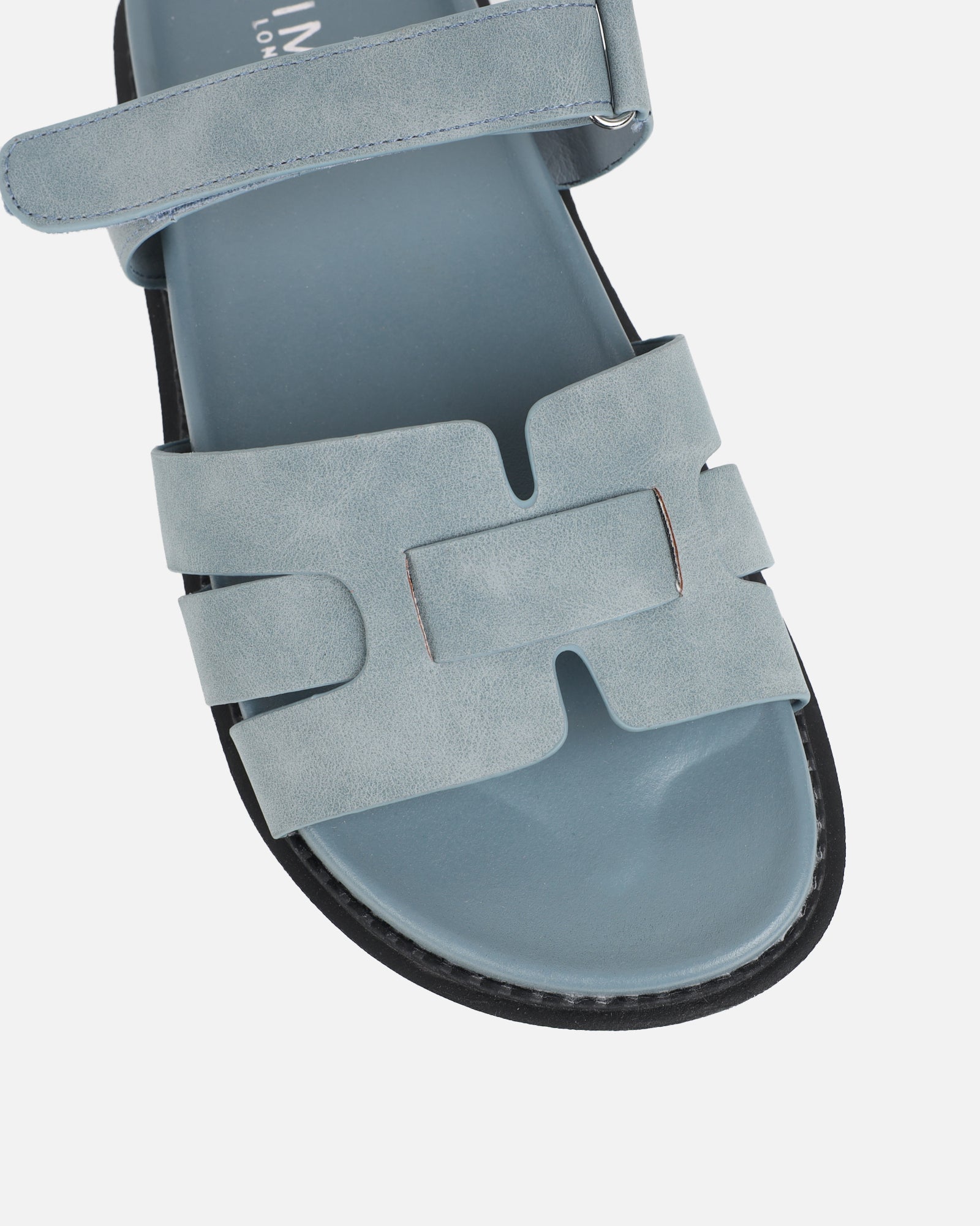 Adelle Blue Nubuck Chunky Footbed Slides