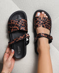 Adelle Leopard Satin Chunky Footbed Slides