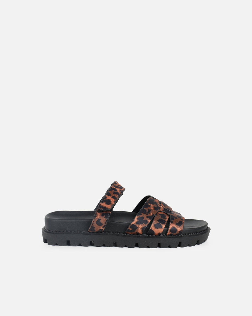 Adelle Leopard Satin Chunky Footbed Slides