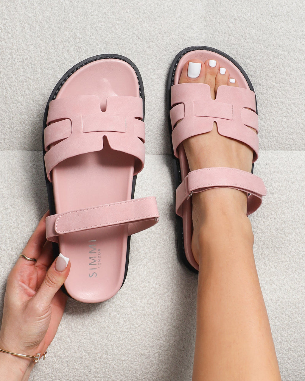 Adelle Pink Nubuck Chunky Footbed Slides