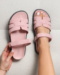 Adelle Pink Nubuck Chunky Footbed Slides