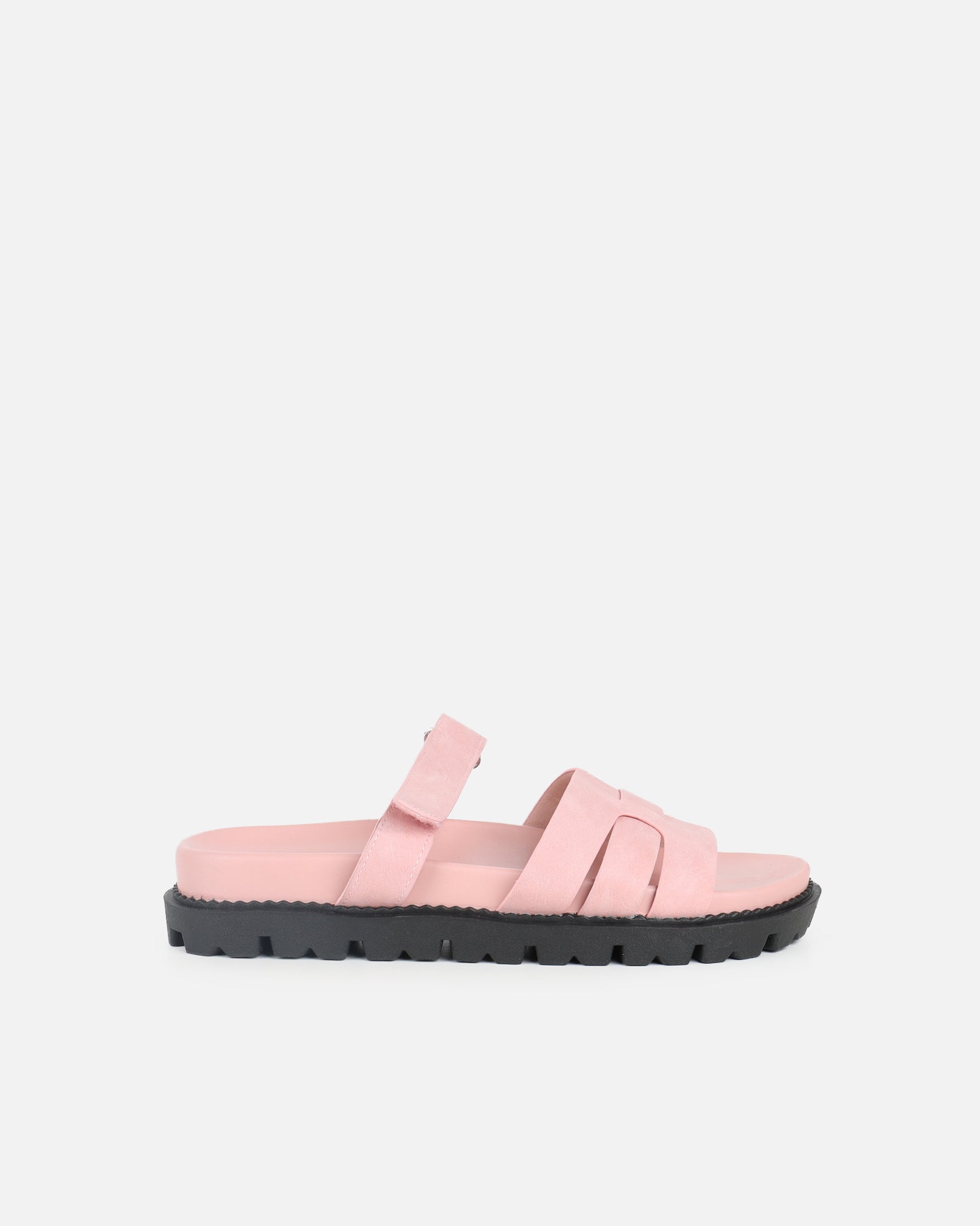 Adelle Pink Nubuck Chunky Footbed Slides