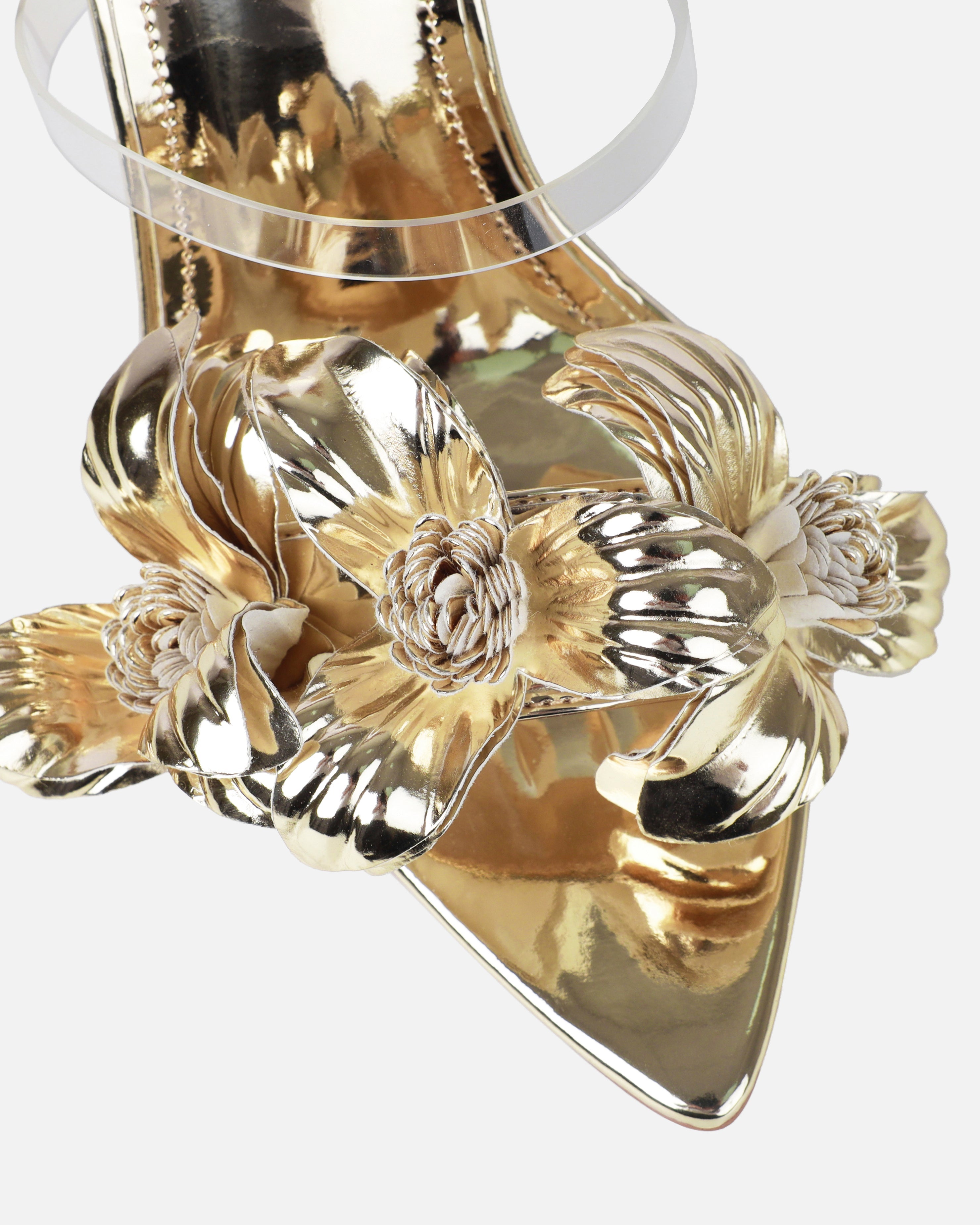 Acacia Gold Clear Flower Mules