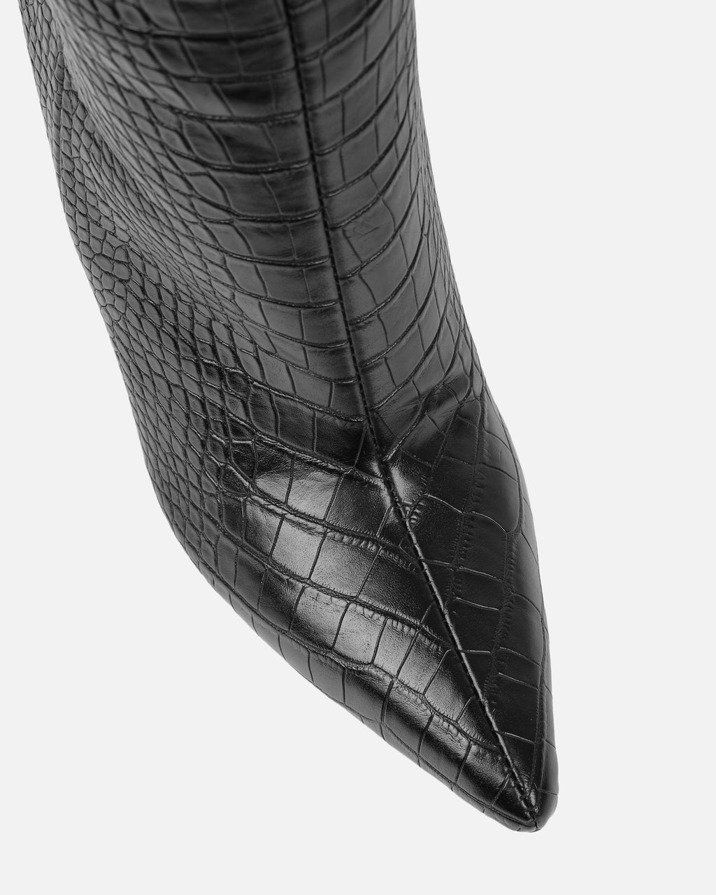 Adler Black Faux Croc Wedge Knee High Boots