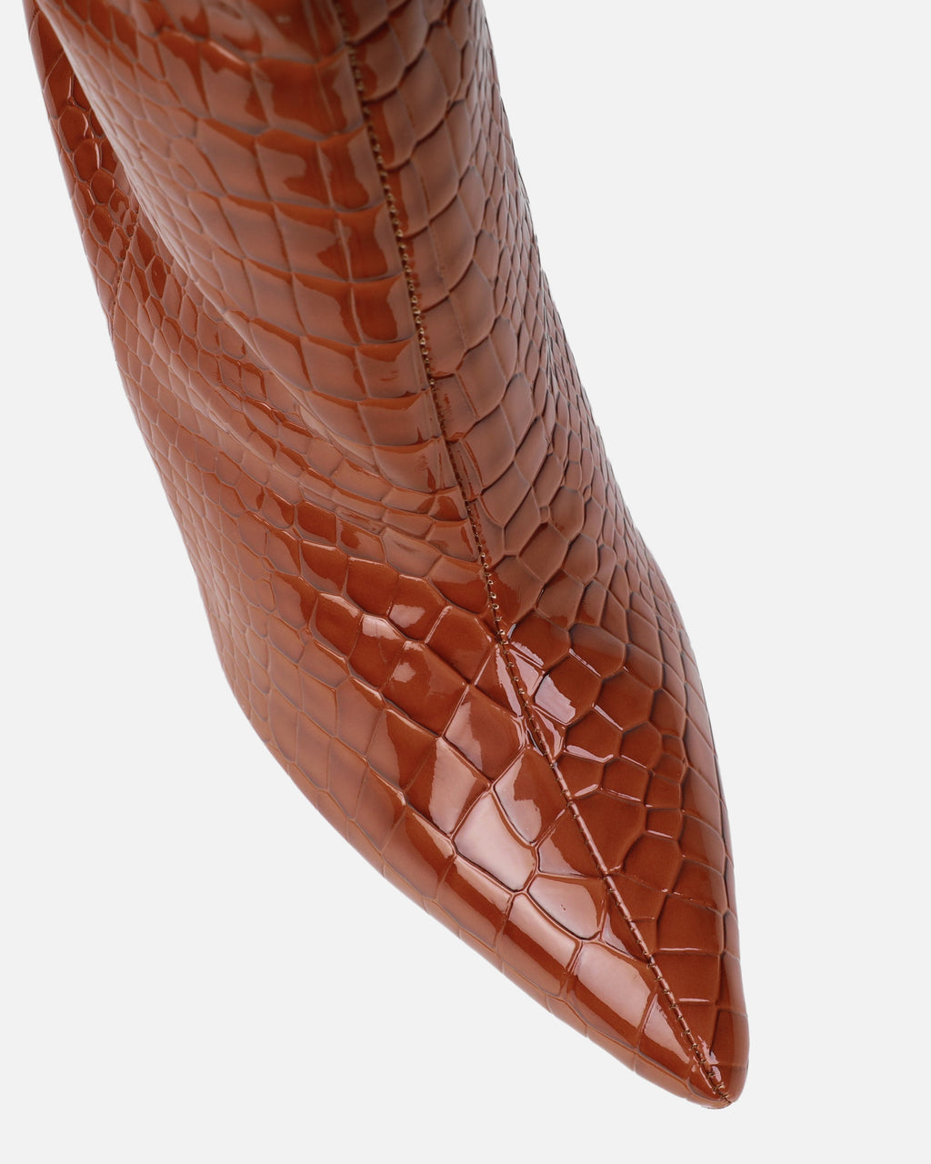 Adler Tan Faux Croc Wedge Knee High Boots