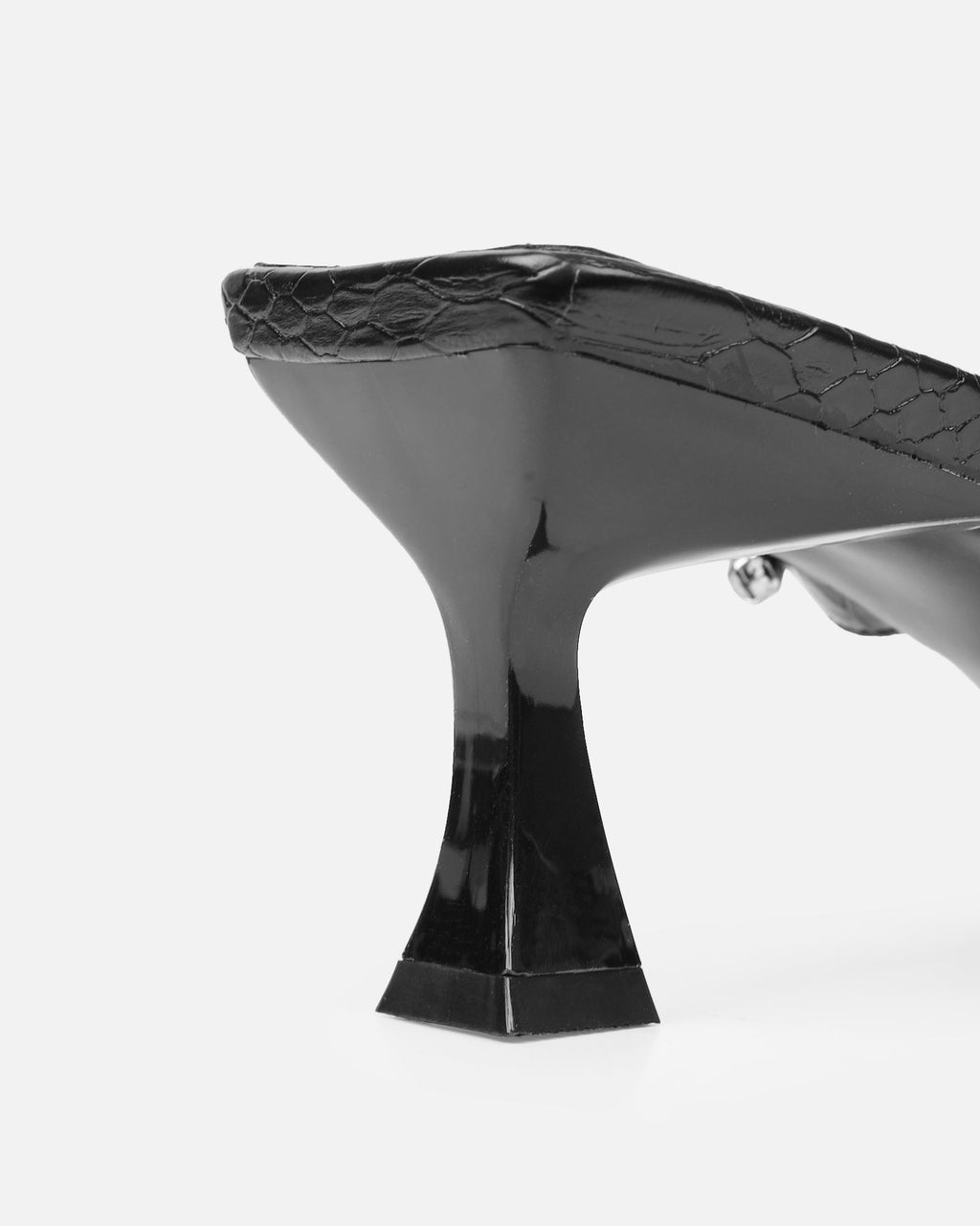 Adrienne Black Faux Snake Diamante Low Heeled Sandals