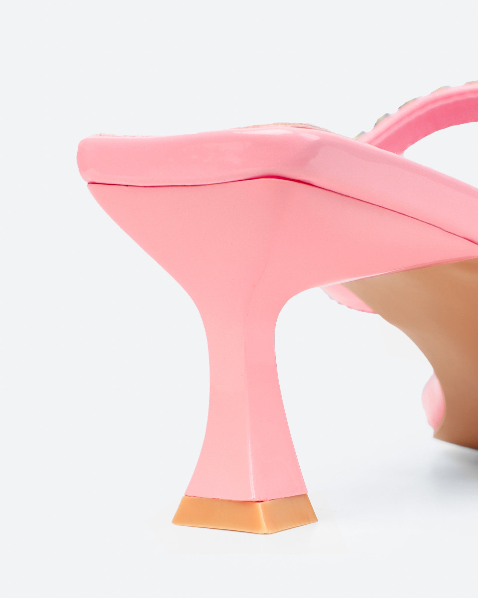 Adrienne Pink Patent Diamante Low Heeled Sandals