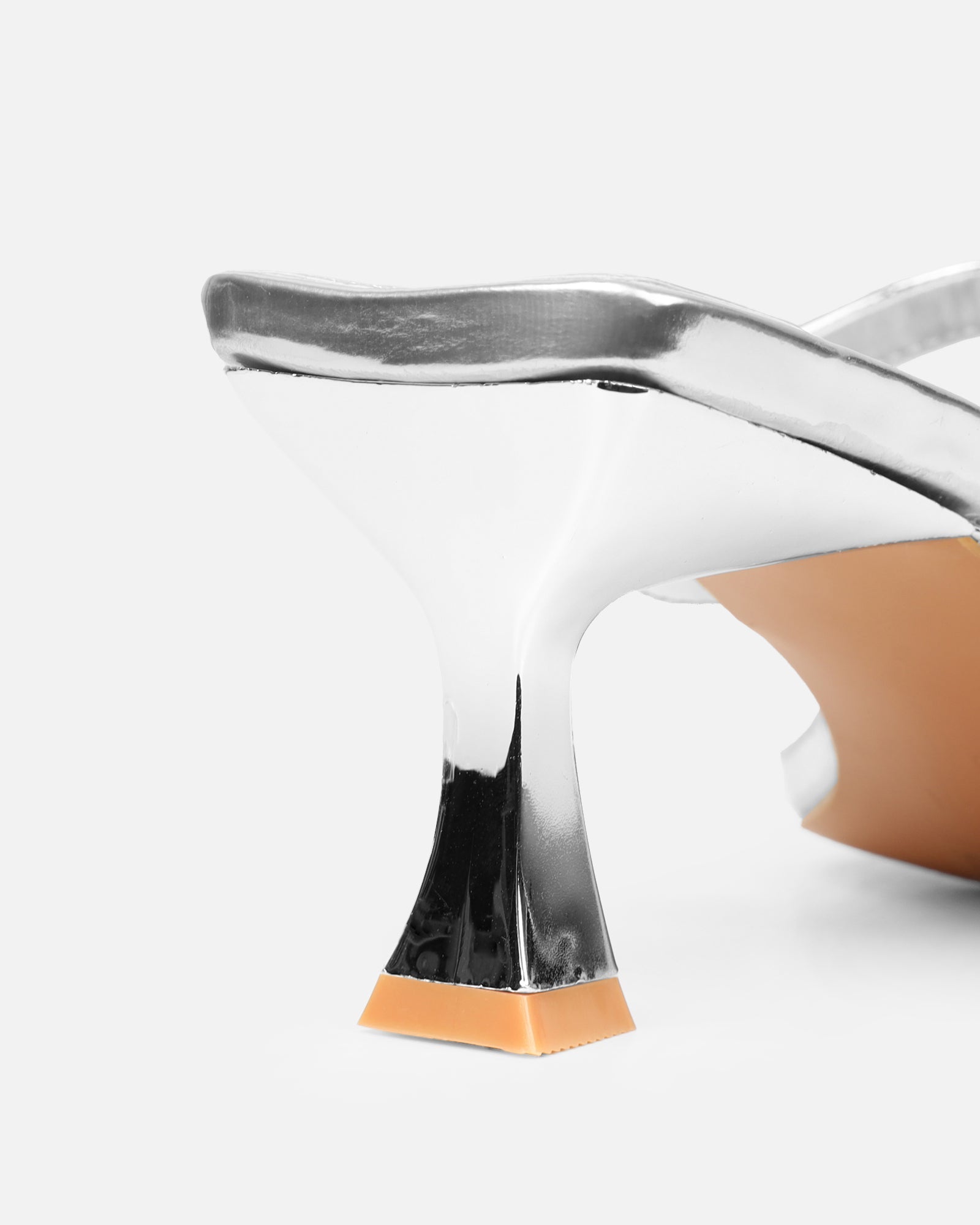 Adrienne Silver Mirror Diamante Low Heeled Sandals