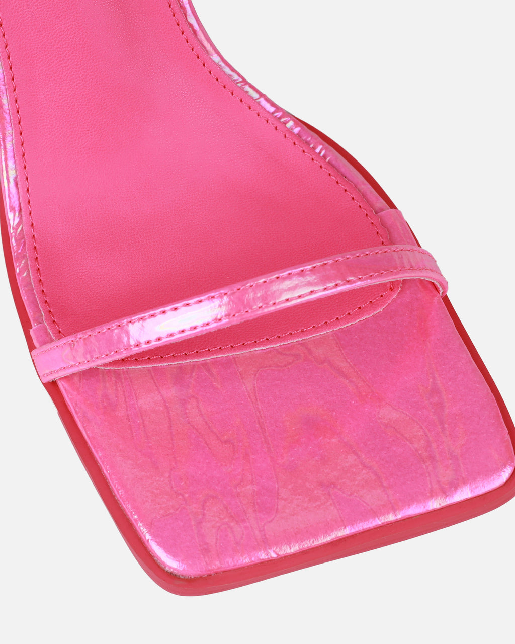 Aeros Pink Square Toe Strappy Stiletto Mid Heels