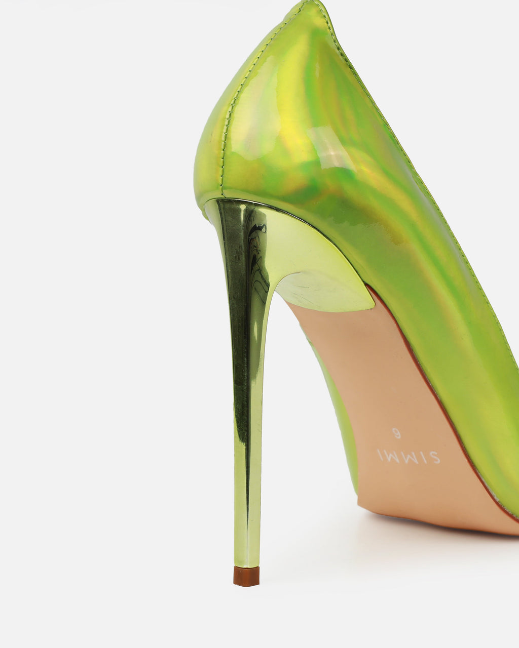 Agathia Lime Holographic Stiletto Court Heels