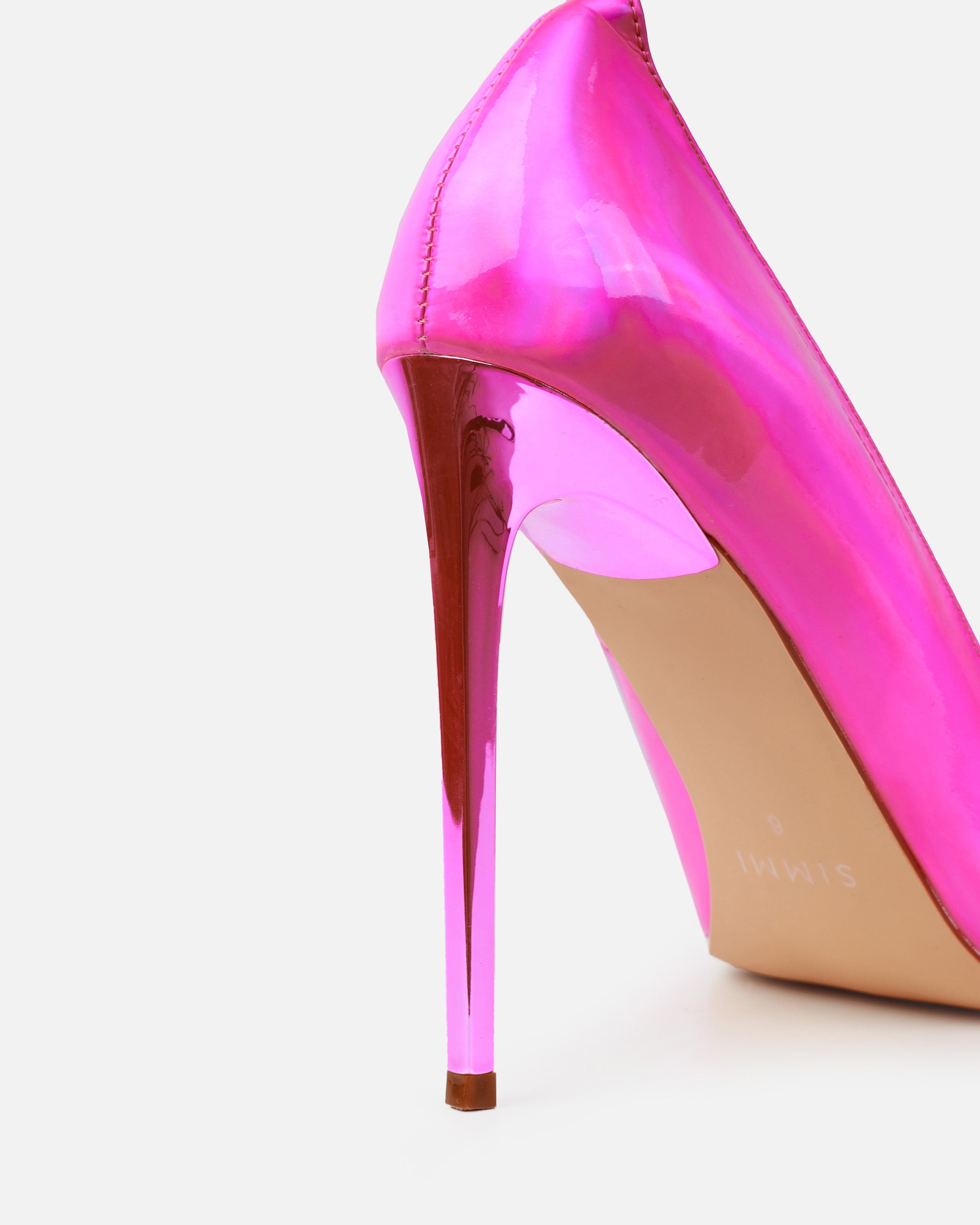 Agathia Pink Holographic Stiletto Court Heels