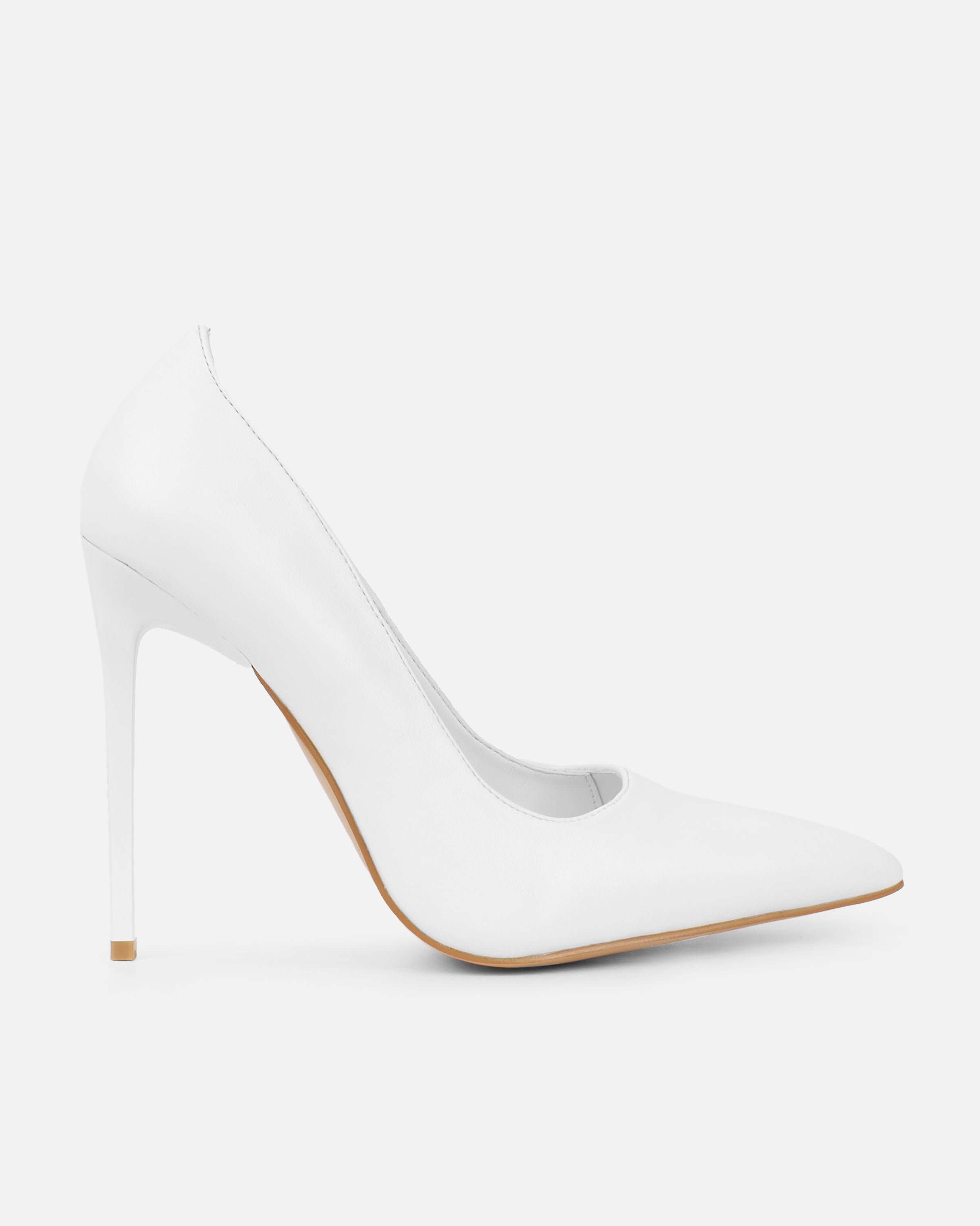 Agathia White Stiletto Court Shoes