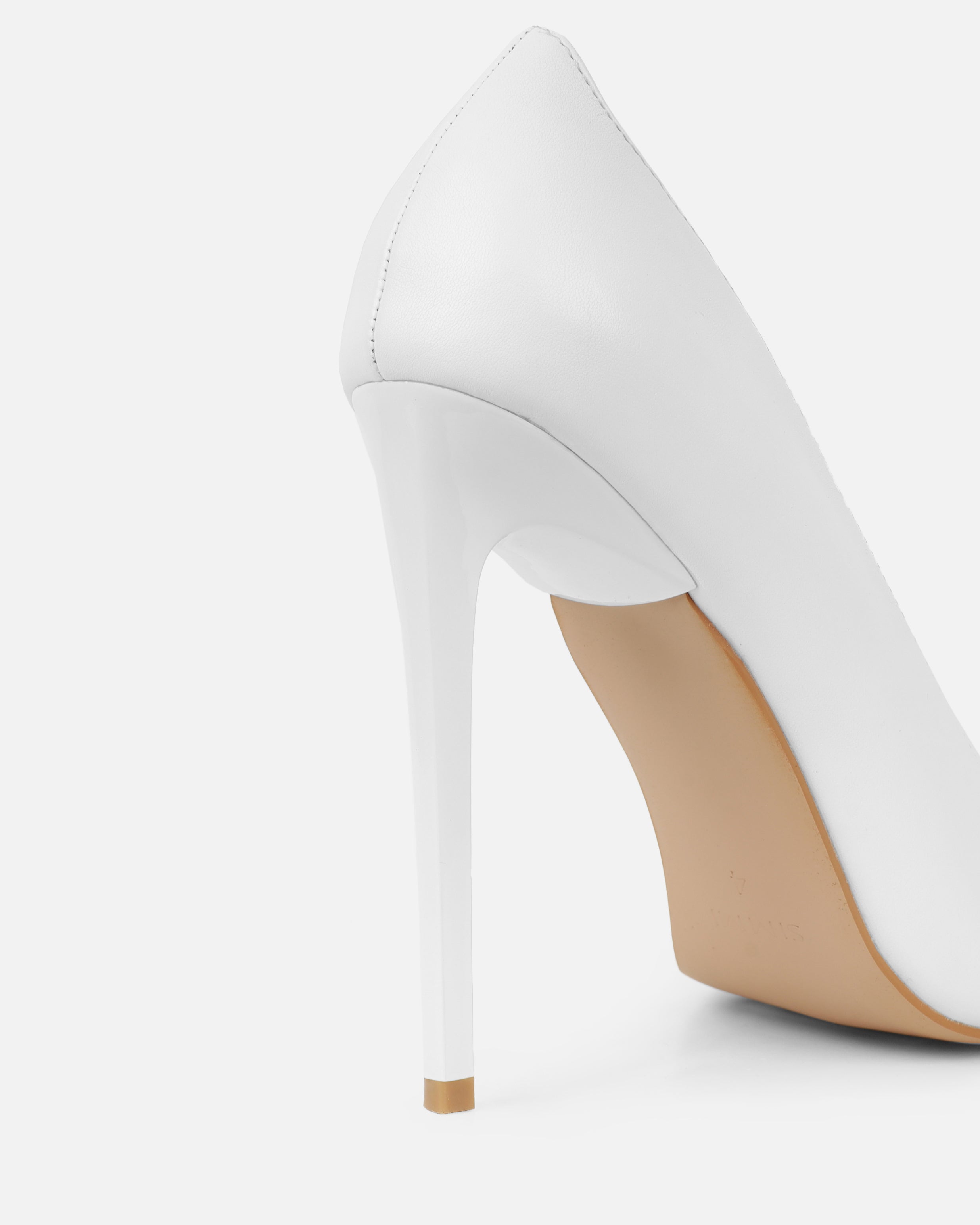 Agathia White Stiletto Court Shoes