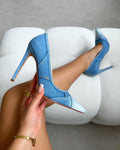 Aggie Blue Denim Patchwork Stiletto Court Shoes