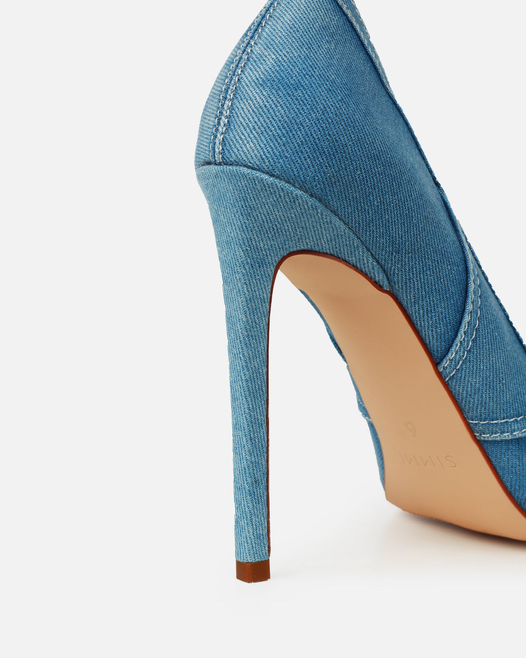 Aggie Blue Denim Patchwork Stiletto Court Shoes