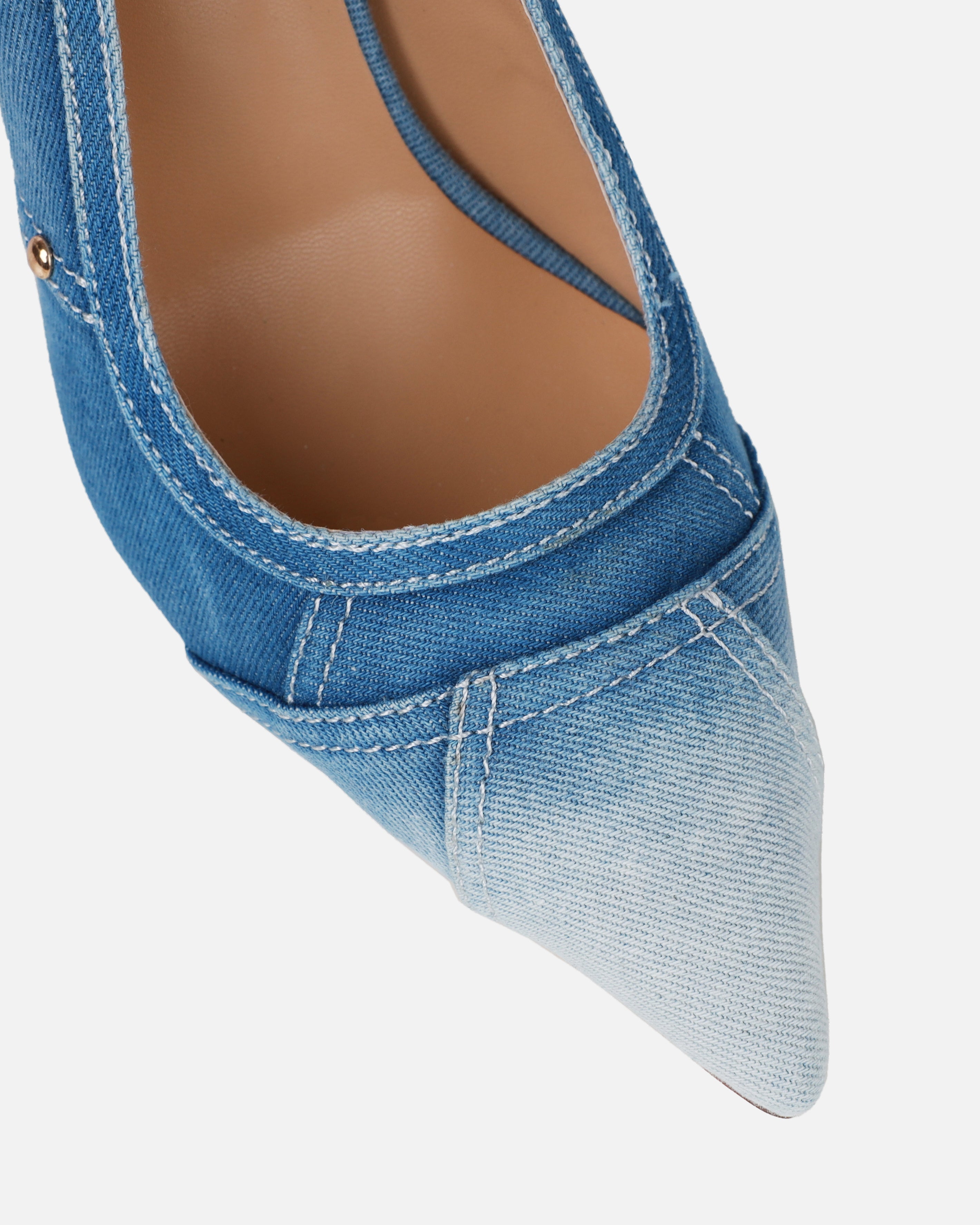 Aggie Blue Denim Patchwork Stiletto Court Shoes