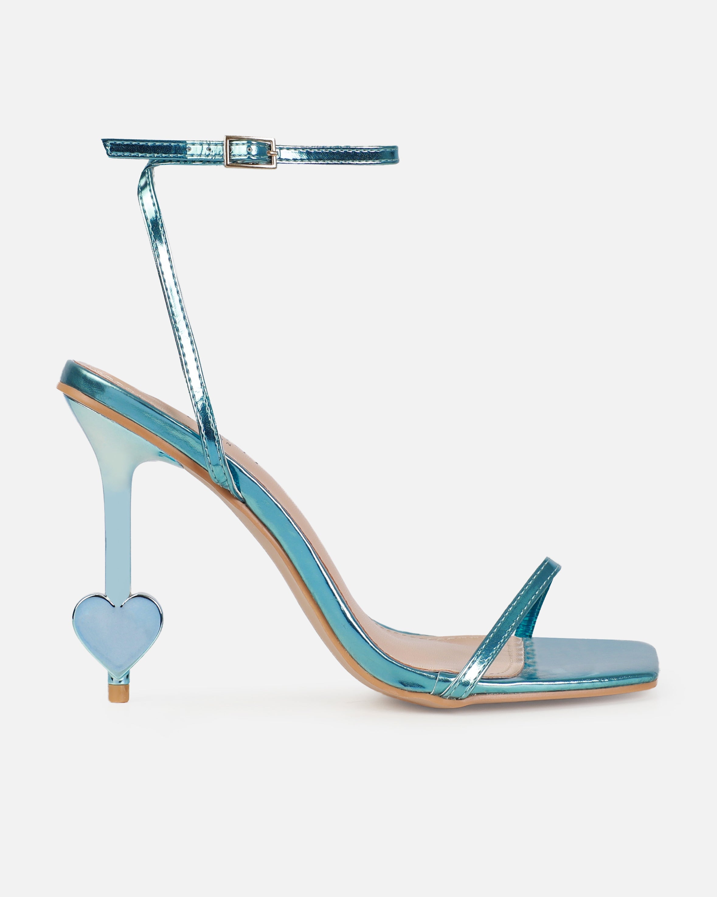 Aiko Blue Metallic Stiletto Heart Heels