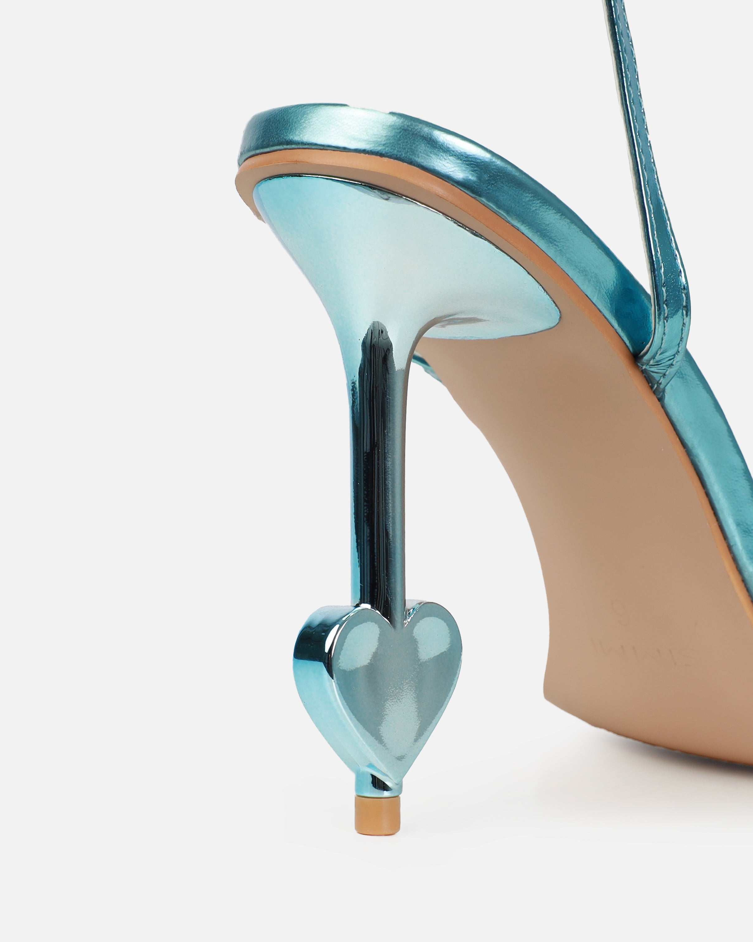 Aiko Blue Metallic Stiletto Heart Heels