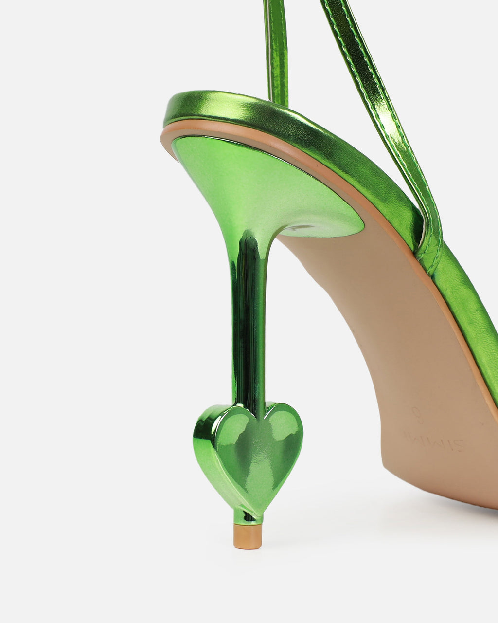 Aiko Green Metallic Stiletto Heart Heels