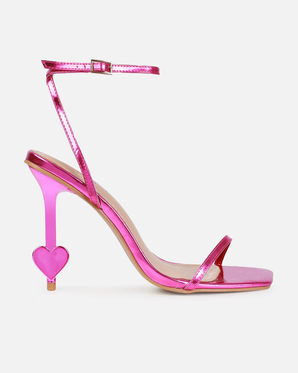 Aiko Pink Metallic Stiletto Heart Heels