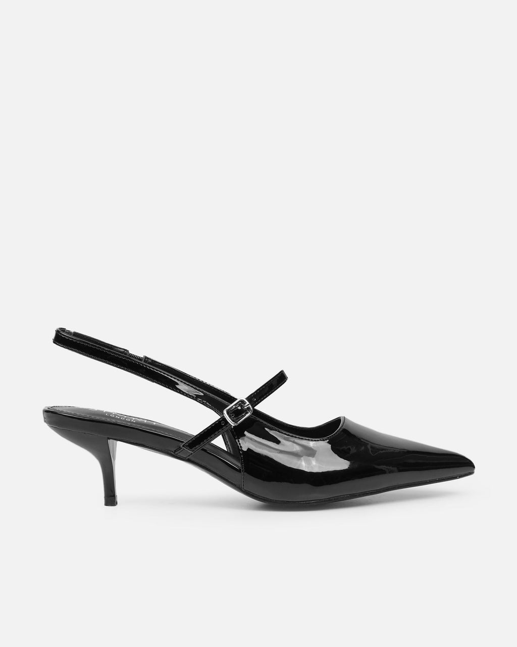 Airlea Black Patent Sling Back Court Shoes