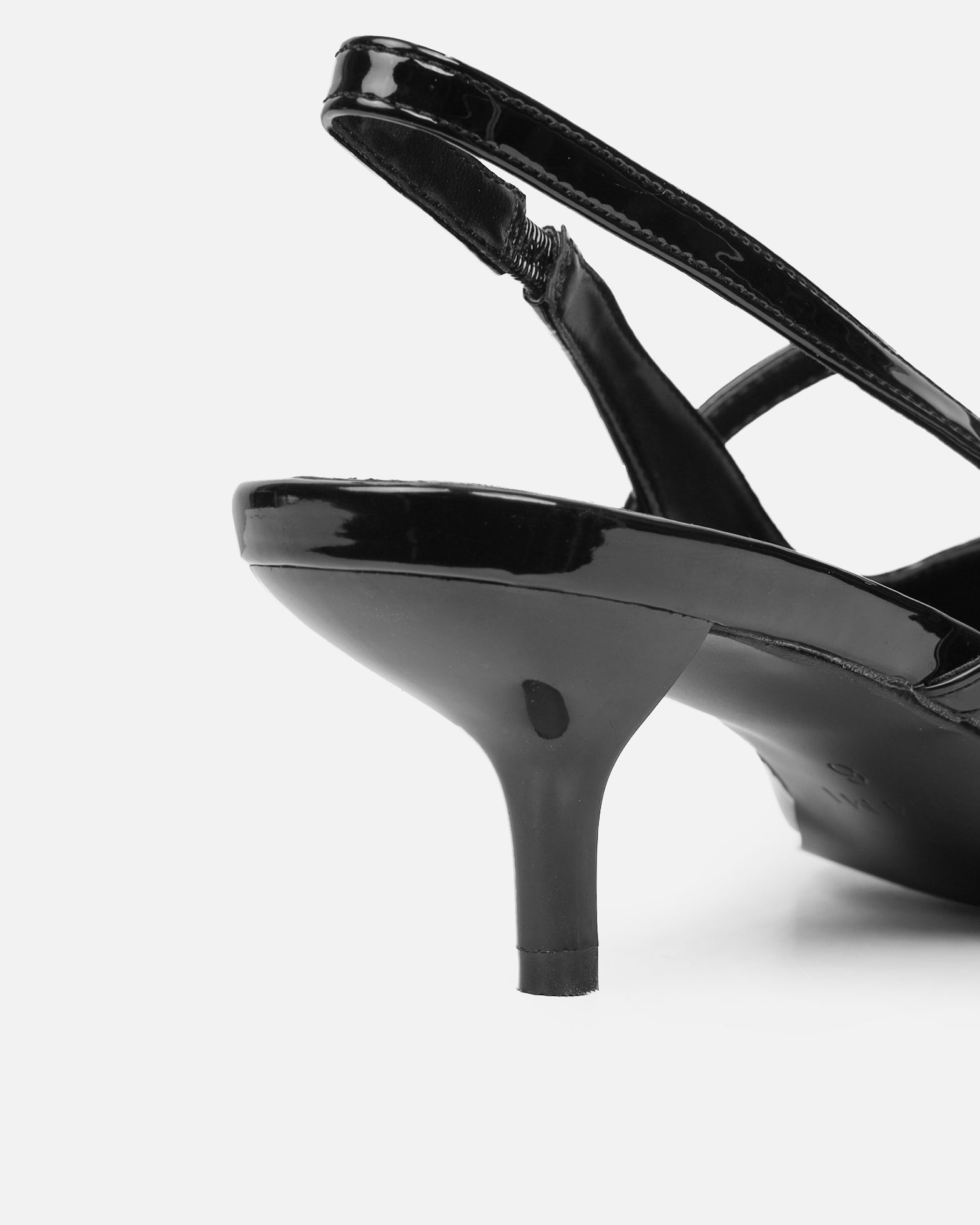 Airlea Black Patent Sling Back Court Shoes