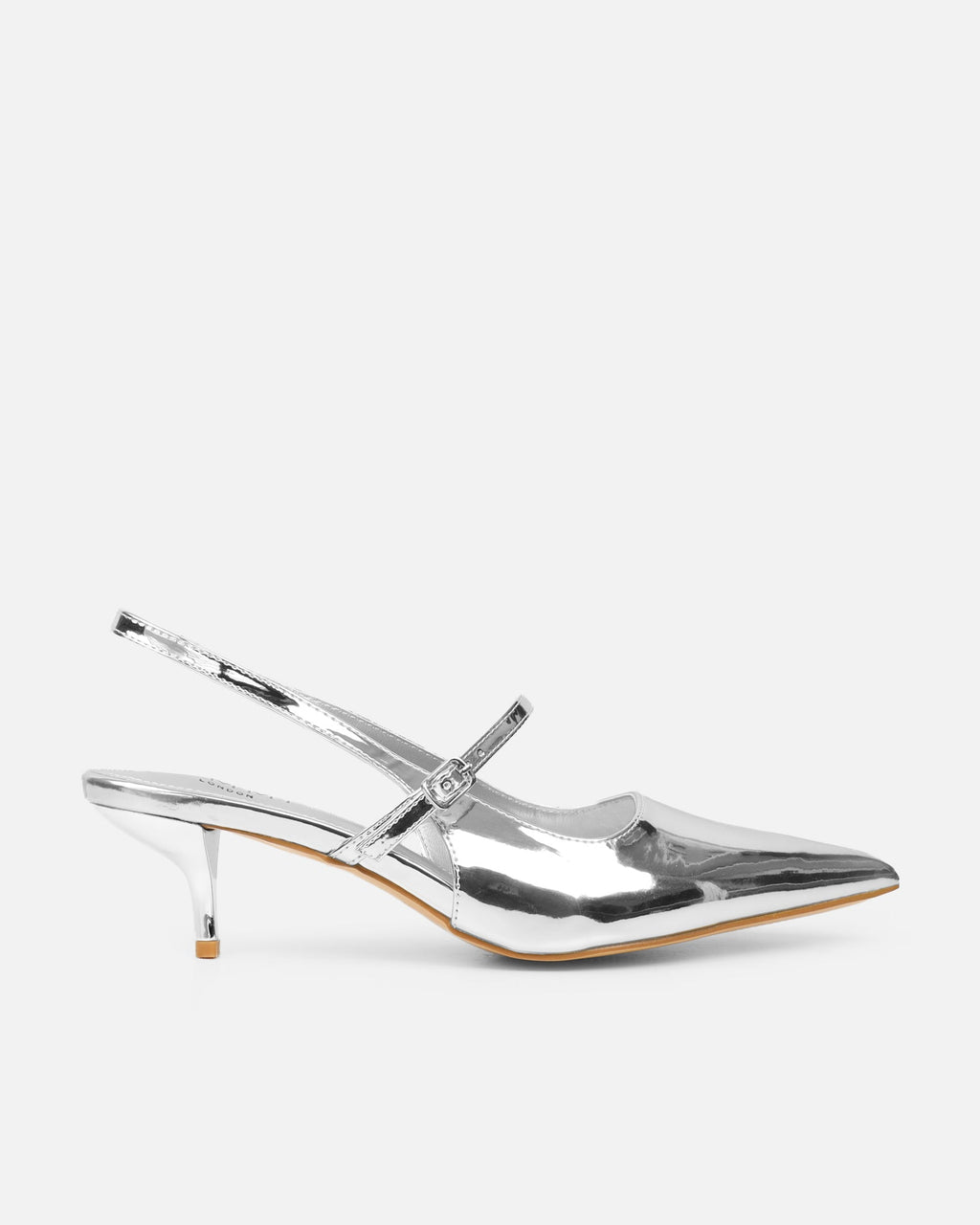 Airlea Silver Mirror Sling Back Court Shoes