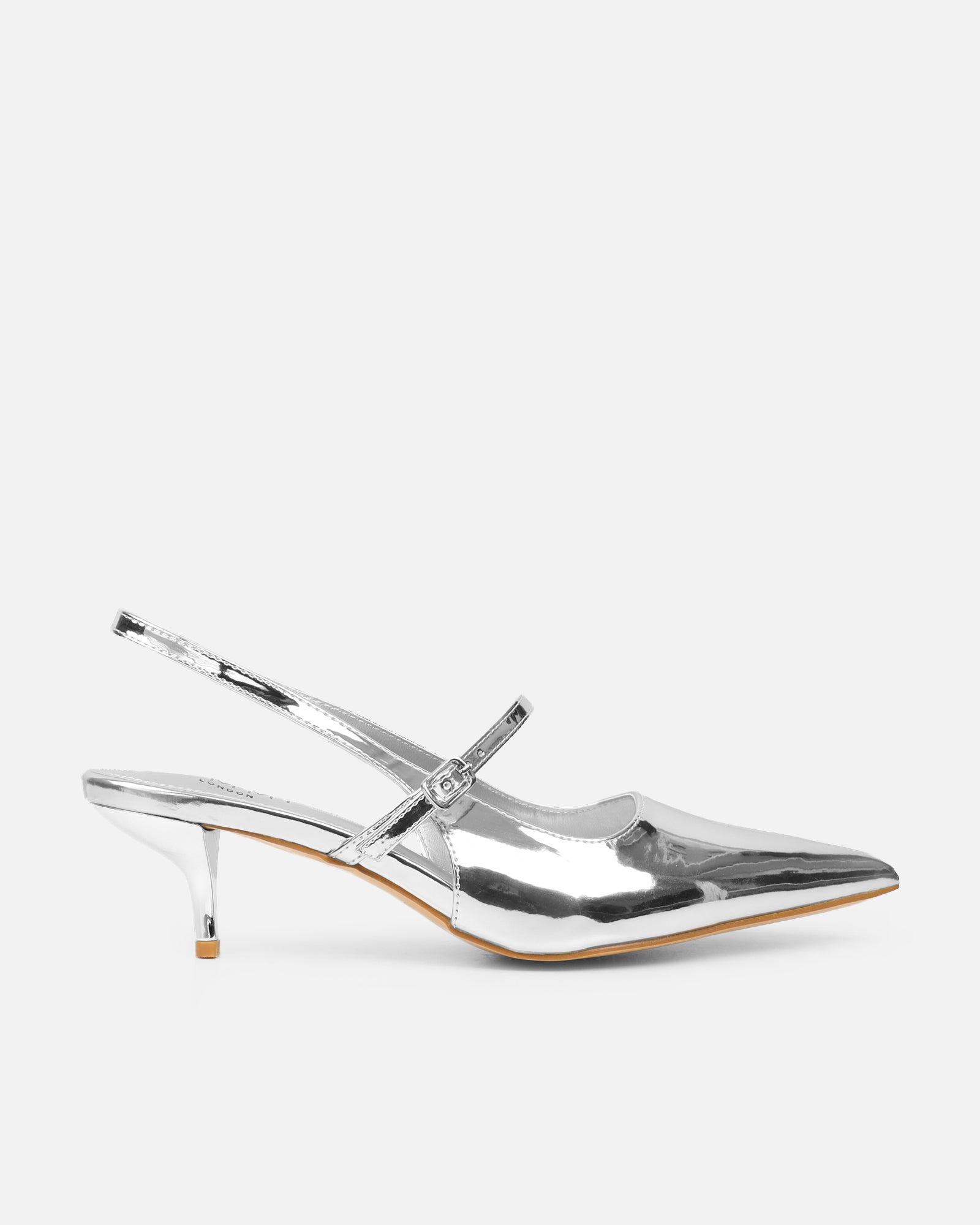 Airlea Silver Mirror Sling Back Court Shoes