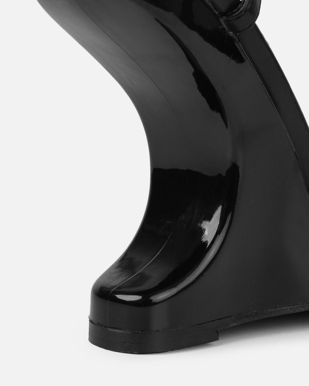 Aja Black Square Toe Strappy Patent Wedges