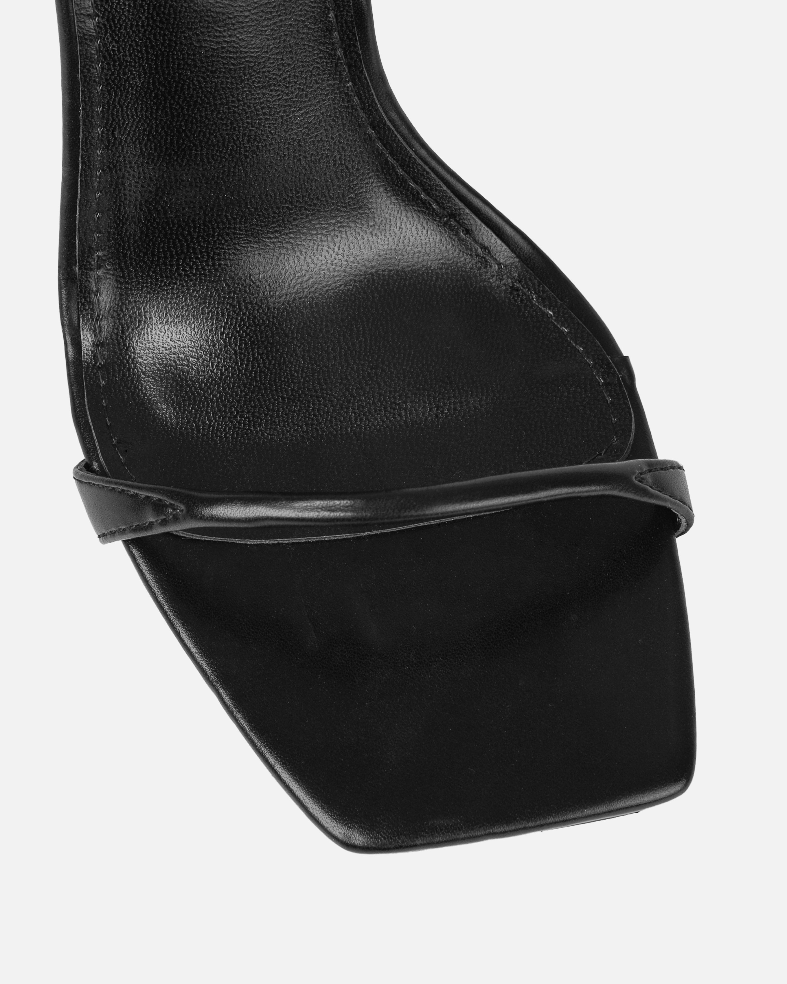 Aja Black Square Toe Strappy Patent Wedges