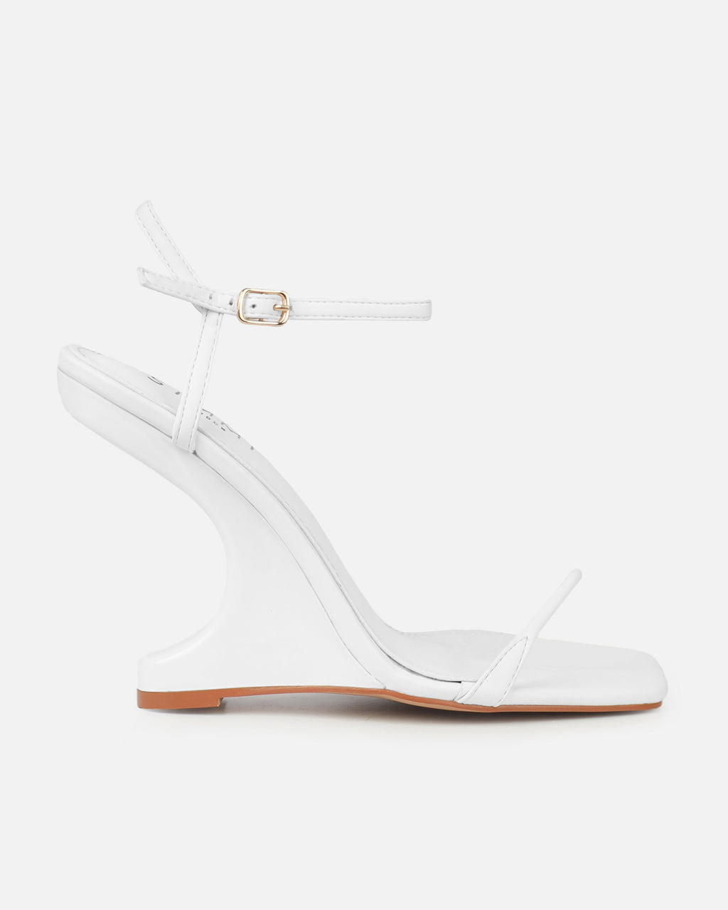 Aja White Square Toe Strappy Patent Wedges