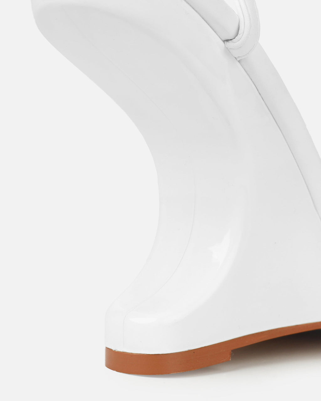 Aja White Square Toe Strappy Patent Wedges
