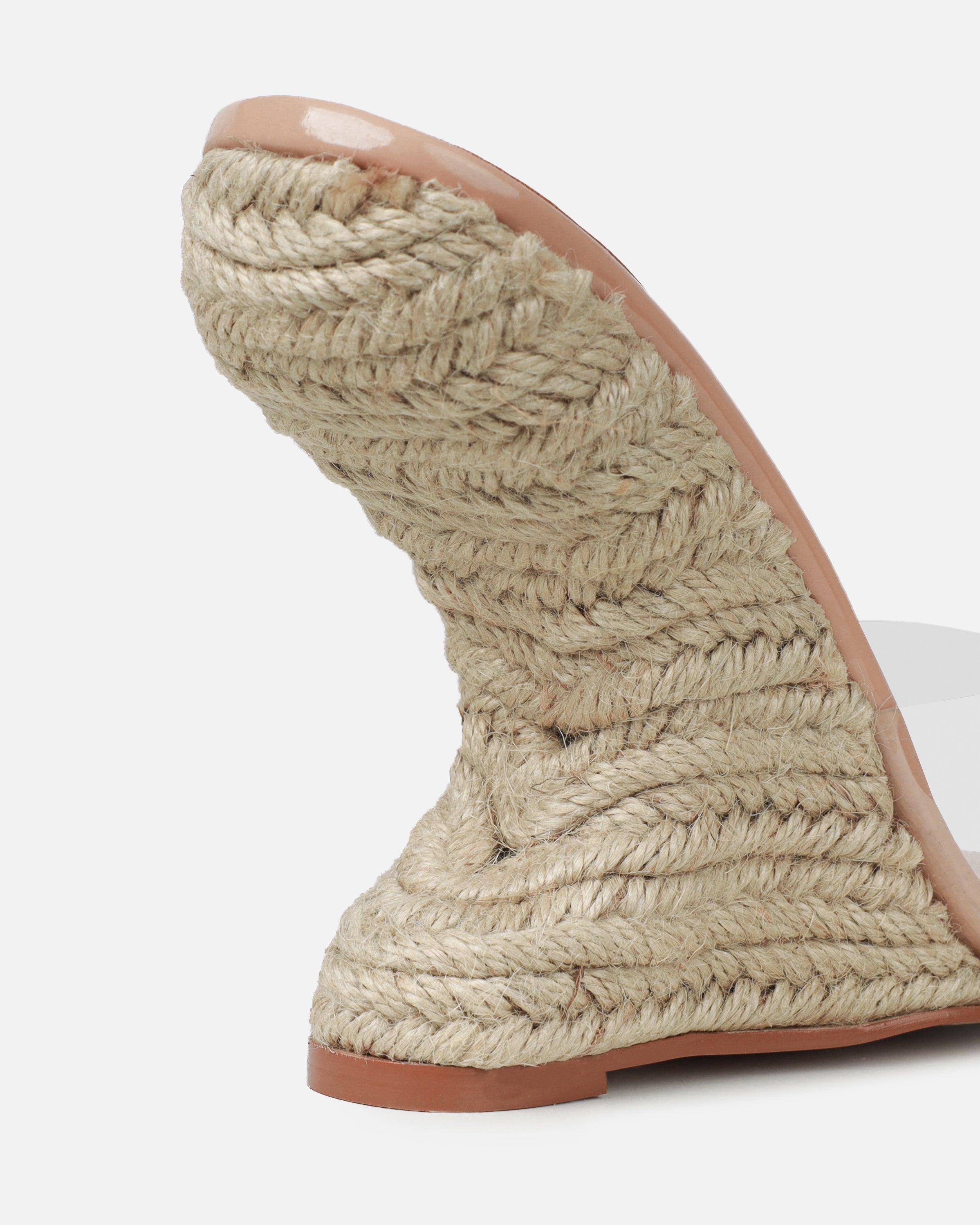 Ajayne Nude Clear Espadrille Mule Wedges