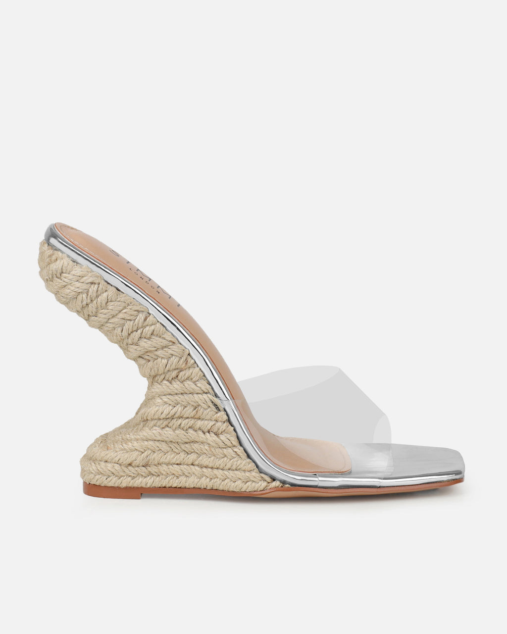 Ajayne Silver Clear Espadrille Mule Wedges
