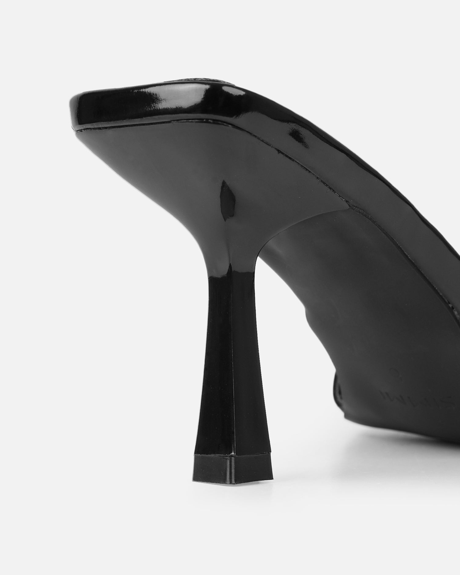 Aksana Black Patent Mule Court Shoes