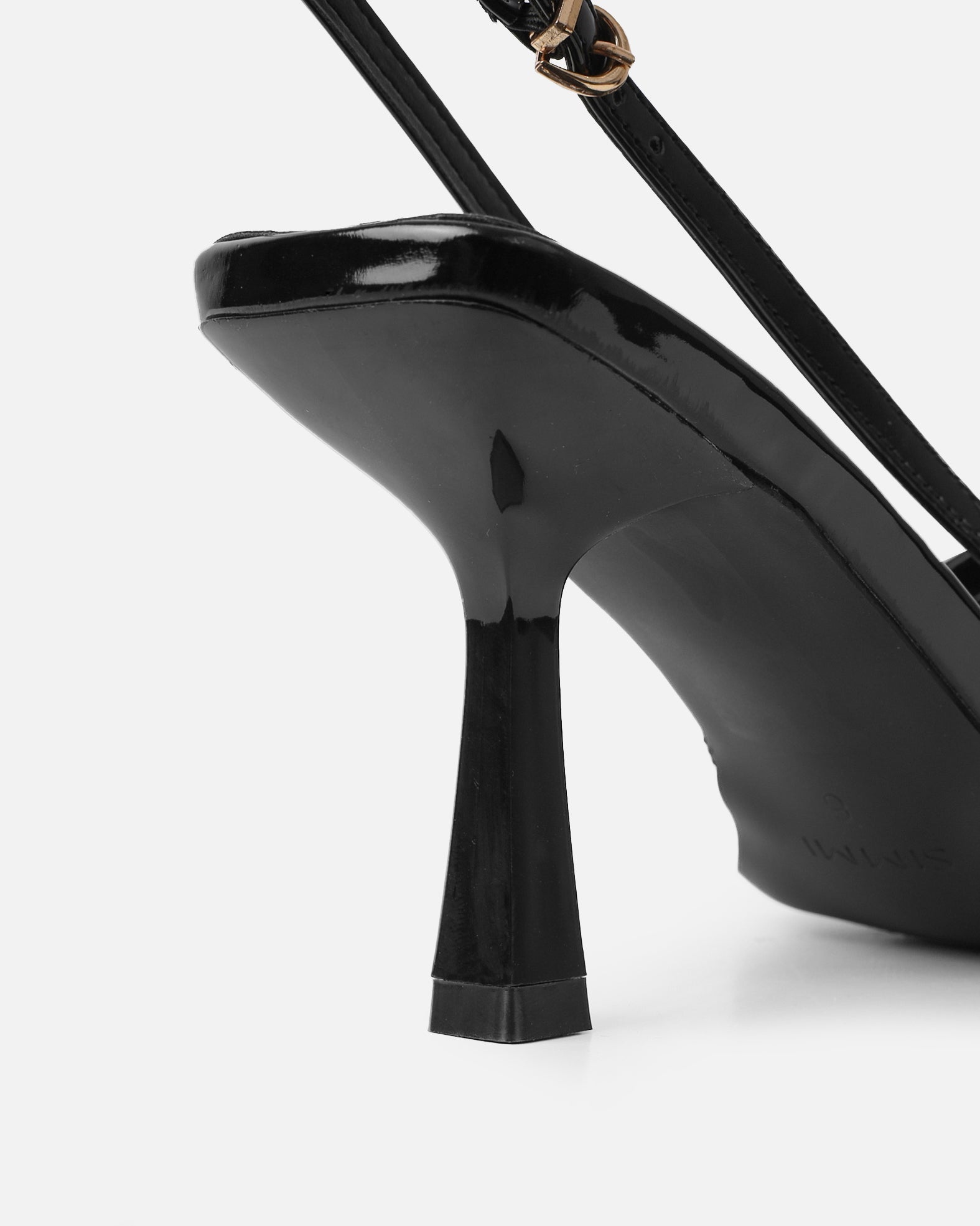 Aksa Black Patent Sling Back Court Shoes