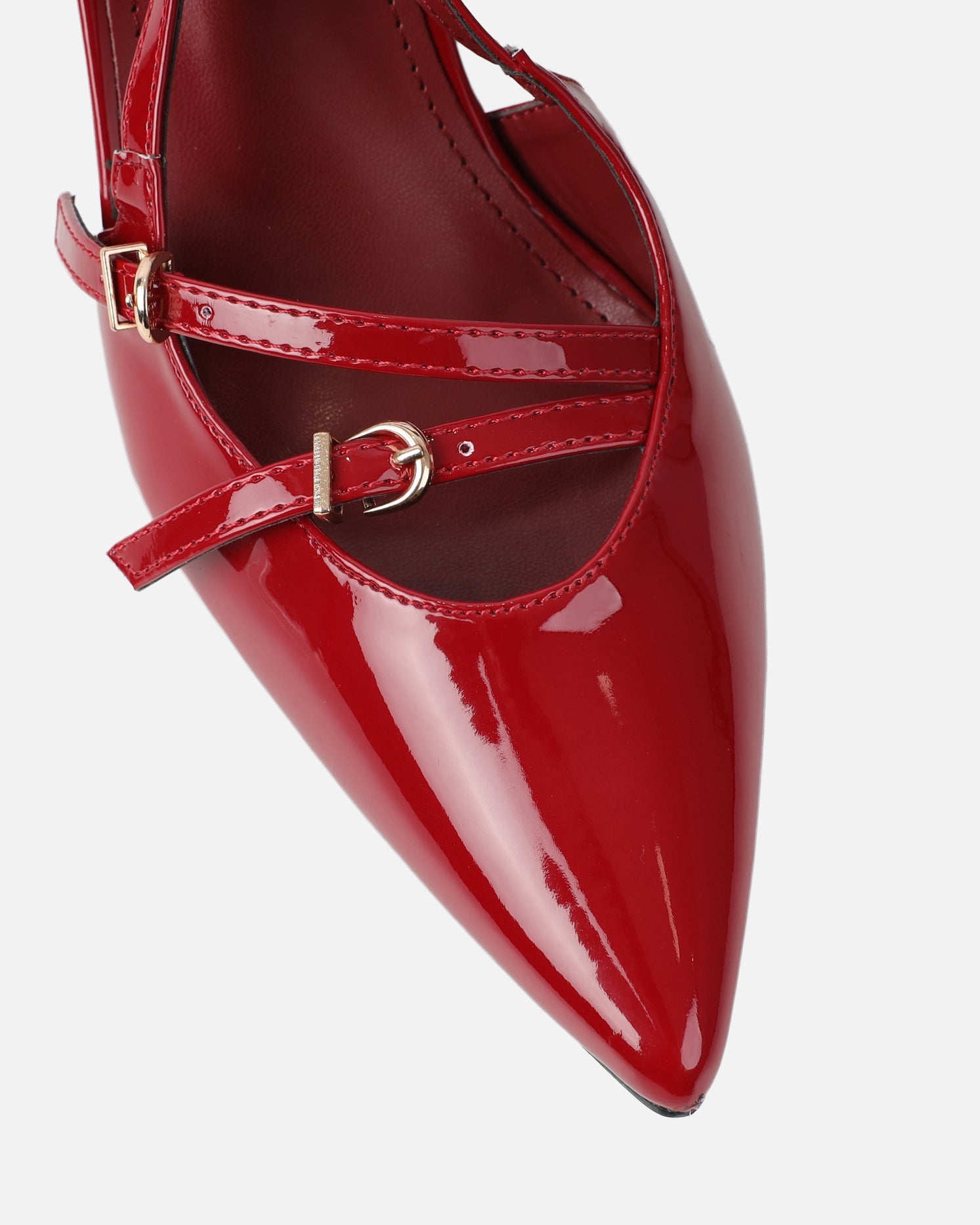 Aksa Red Patent Sling Back Court Shoes